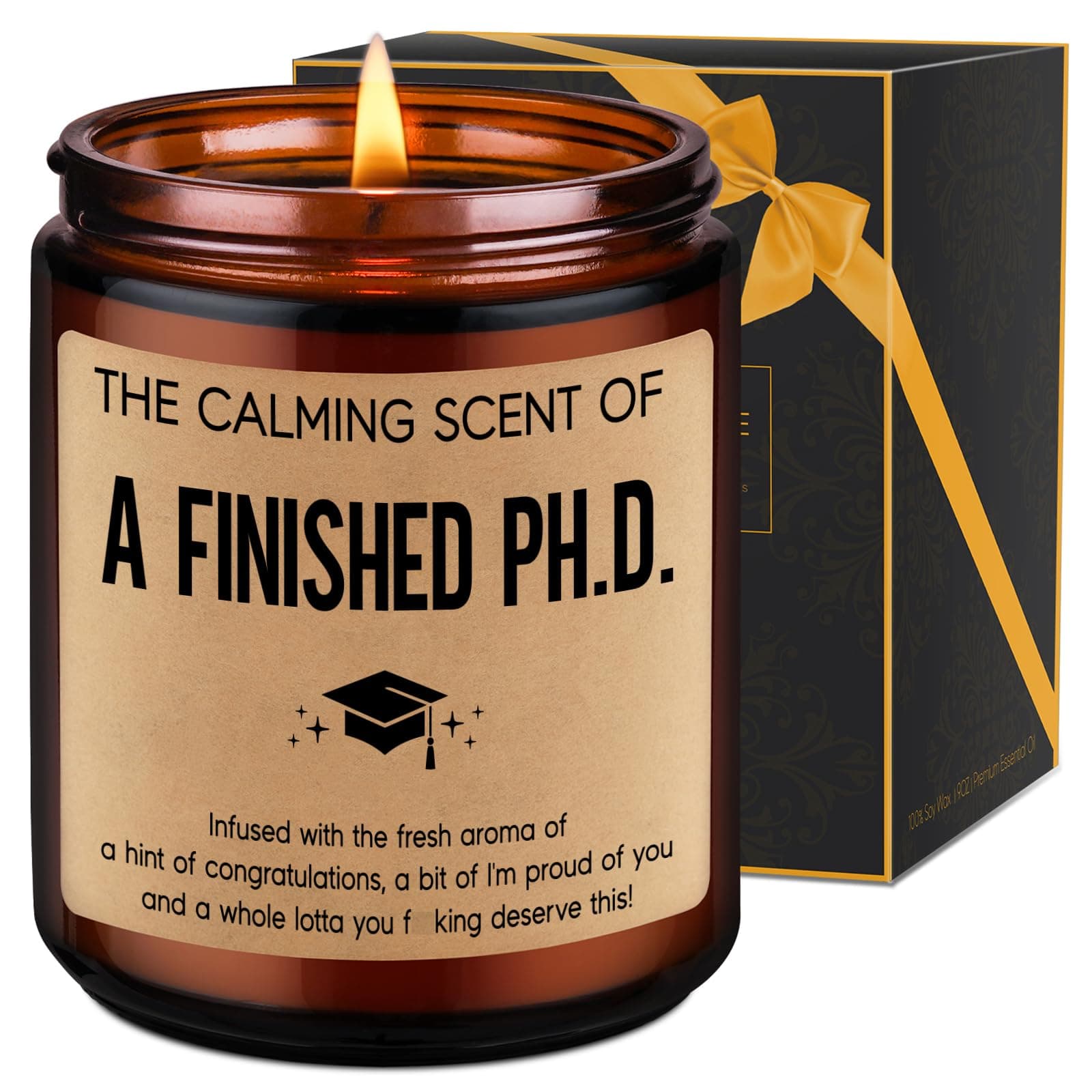 LEADO Grad Candle, PhD Graduation Gifts, Doctorate Degree Present for Women, 2026 Graduation Gifts for Her, Him - Funny Dissertation, Congrats Grad Present for Doctoral Graduates, PhD Students