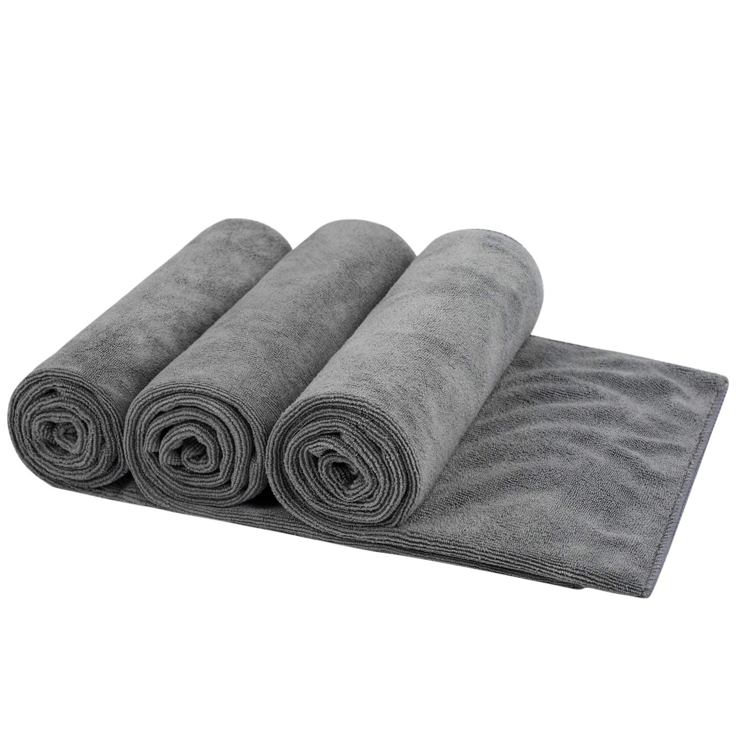 KLNYOO Sport Towel Travel Towel by 100% Microfiber Hand Towel Gym Towel Beach Towel - Ultra-Light & Fast Drying - Many Colors - Camping - Gym - Swim - Surf 3 Pack 16 Inch X 32 Inch Gray