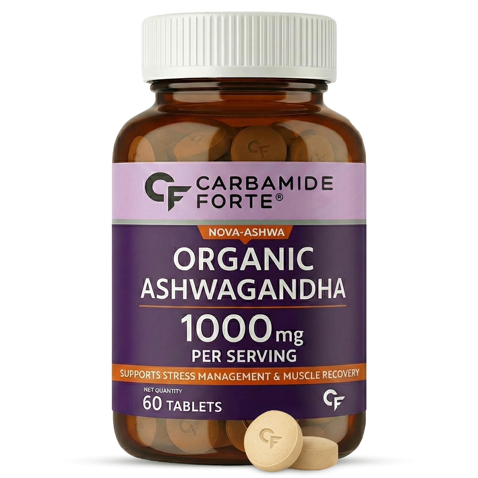 Carbamide Forte Ashwagandha Tablets 1000mg | Organic Ashwagandha Powder Supplements for Men & Women for Stress And Anxiety Relief | Organic Tablets | 60 Tablets