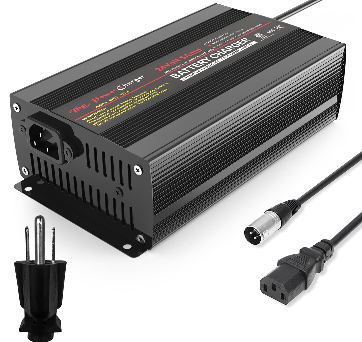 TPE 24V 5A Battery Charger, Automatic Smart Battery Charger, Trickle Charger Maintainer for Wheelchair