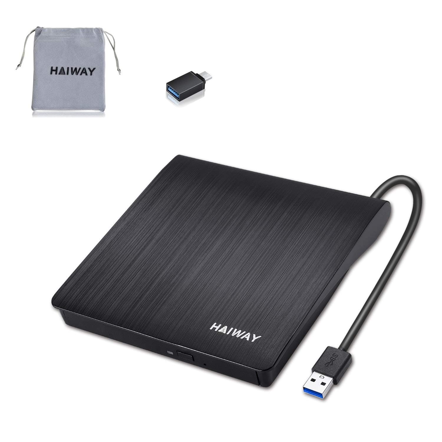 External CD/DVD Drive for Laptop, Type C USB 3.0 Portable CD Drive Slim CD DVD ROM Rewriter Burner Player for Laptop Desktop MacBook PC Windows Linux Mac OS