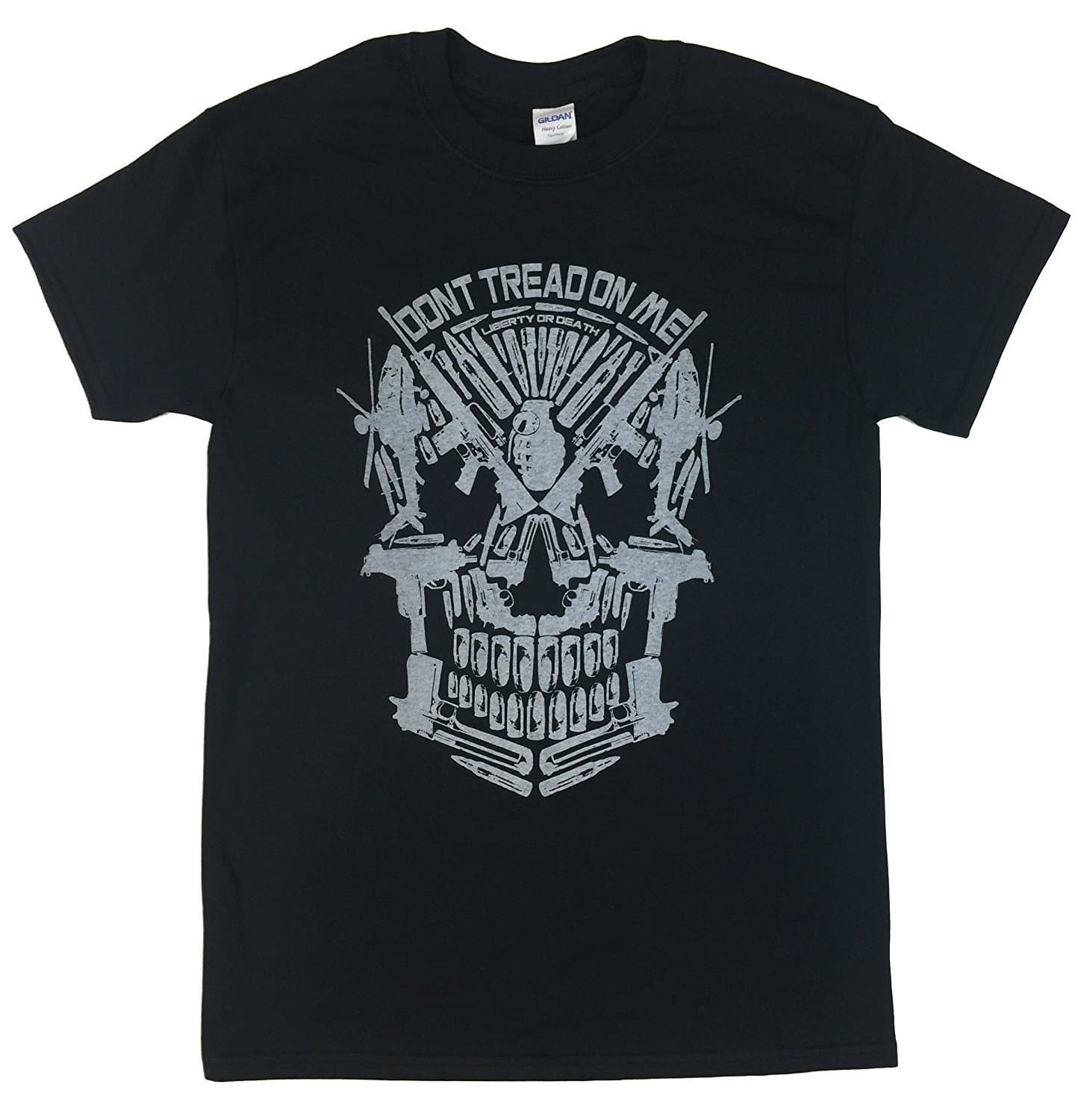 Don't Tread on Me Skull AR-15 UZI Desert Eagle Liberty or Death T Shirt(X-Large)