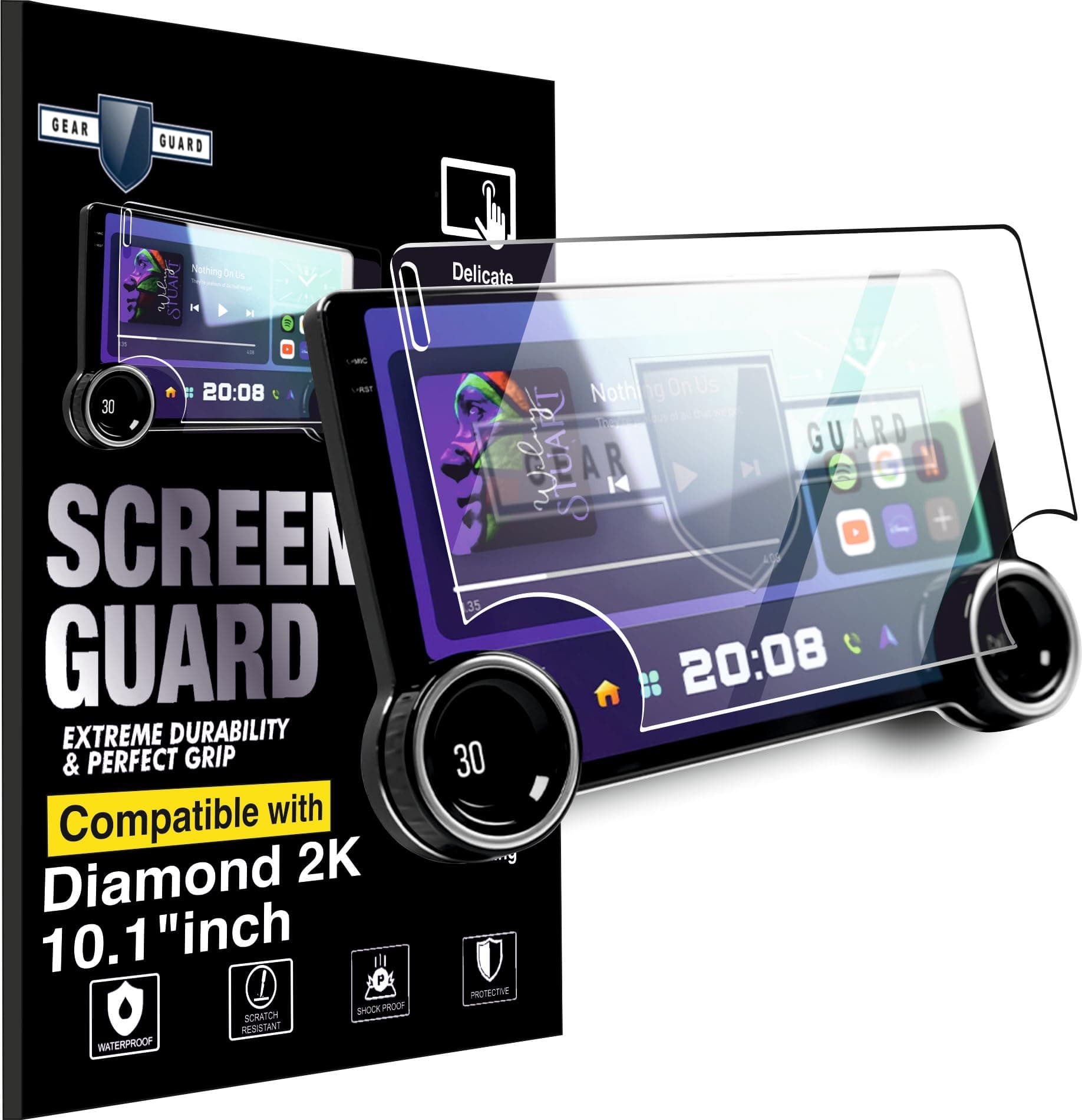 Gear Guard Screen Protector For Diamond 2K 10.1"inch Aftermarket Infotainment System Car Accessories Music System (Stereo) Touch Guard - Clear