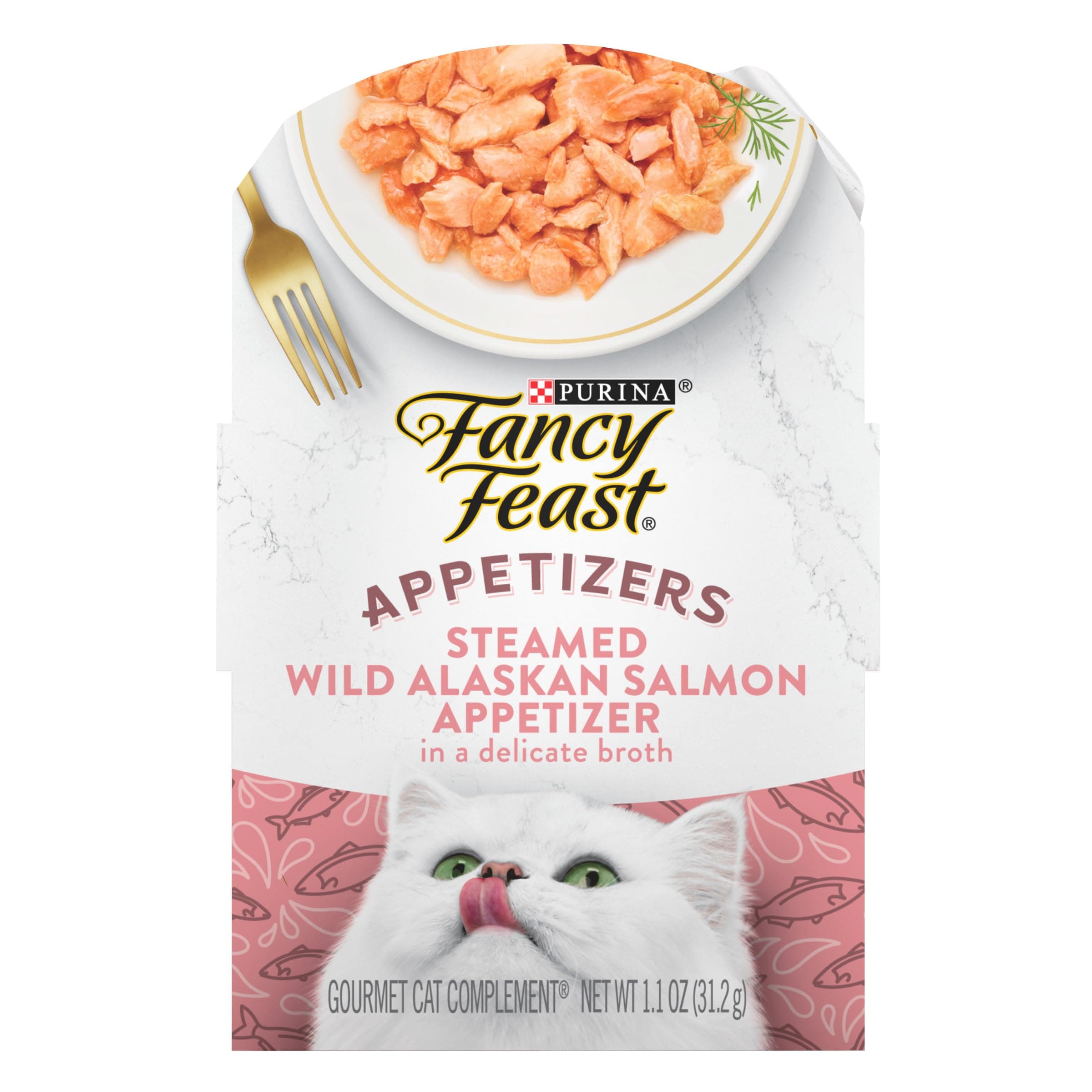 Purina Appetizers Lickable Grain Free Wet Cat Food Topper Wild Alaskan Salmon Appetizer - (Pack of 10) 1.1 oz. Trays