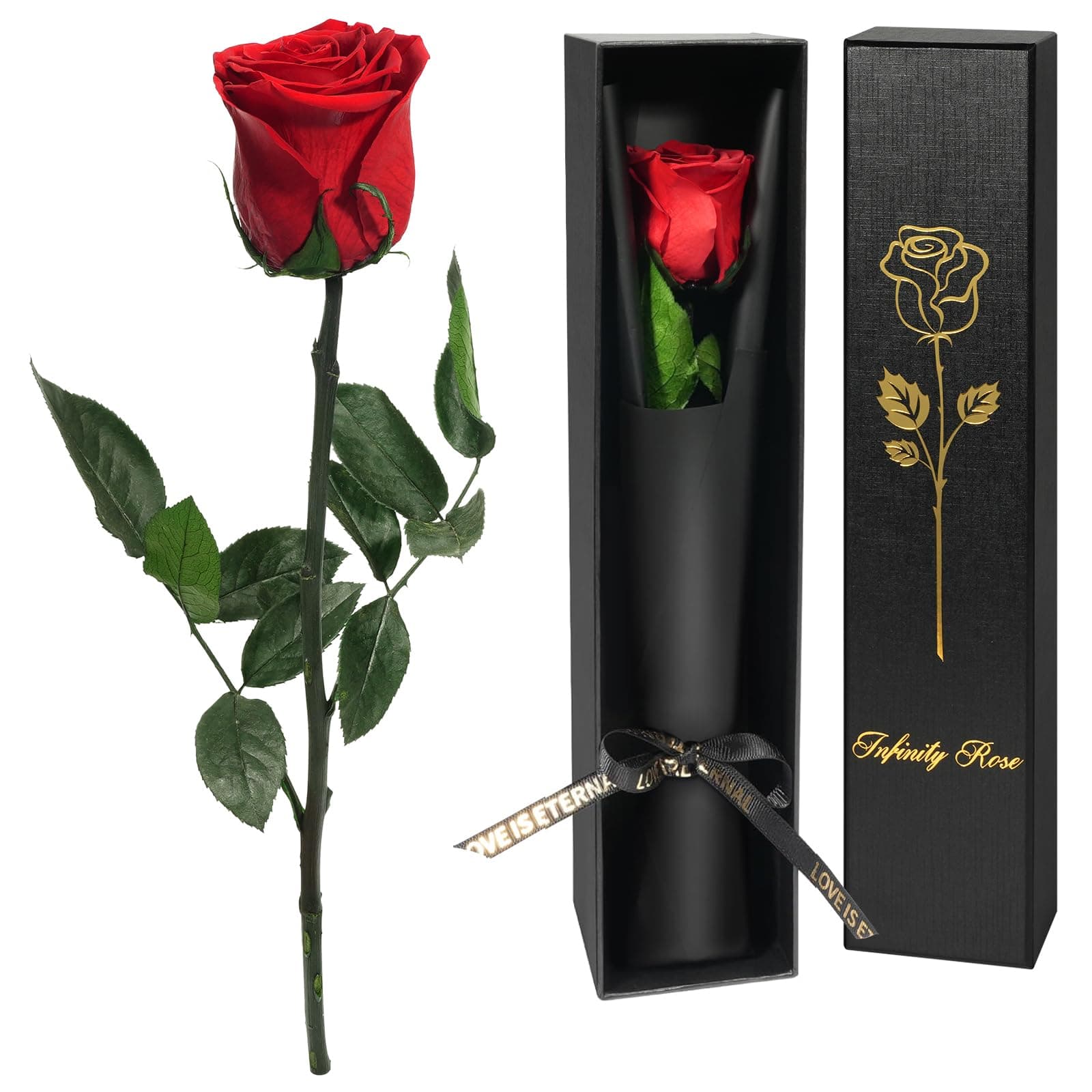 Yamonic Mothers Day Rose Gifts for Mum,Preserved Real Rose Gifts for Women, Single Red Rose with Stem Birthday Gift For Her, Eternal Flower Gift for Girlfriend,Presents for Wife Mum on Mothers Day