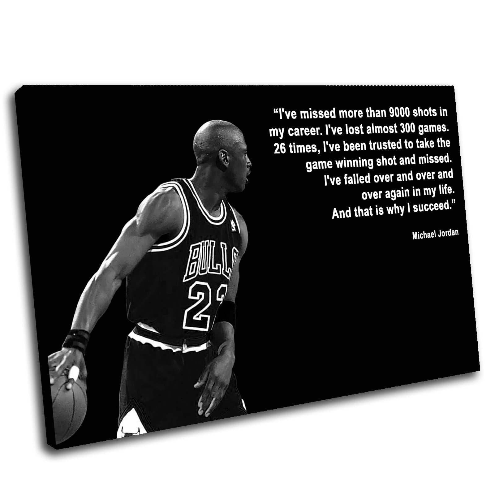 Canvas Culture - Michael Jordan Canvas Art Print Box Framed Picture 1 Black 60 x 40cm