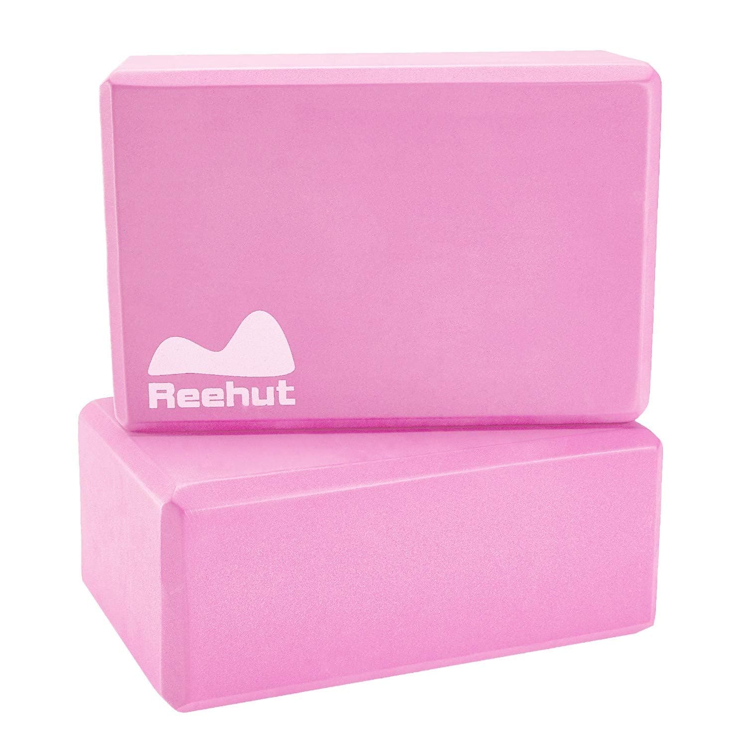 Reehut Yoga Block - High Density EVA Foam Block to Support and Deepen Poses, Lightweight, Odor Resistant and Moisture-Proof (Pink, 2 PC)