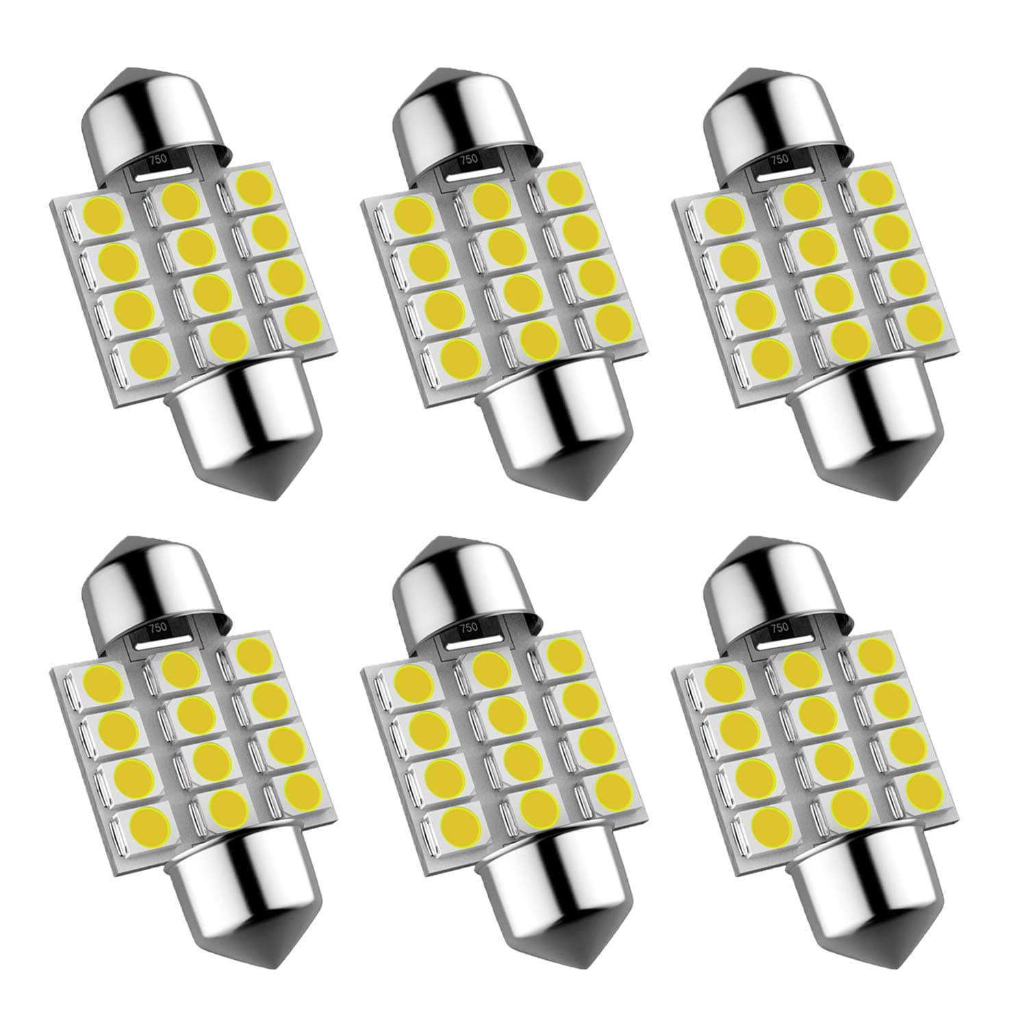 6Pcs 600 Lumens Super Bright 31mm Festoon Led Bulb, 12-EX Chipsets 3175 LED, De3021 De3175 Fit for Interior Map Door Dome lights …