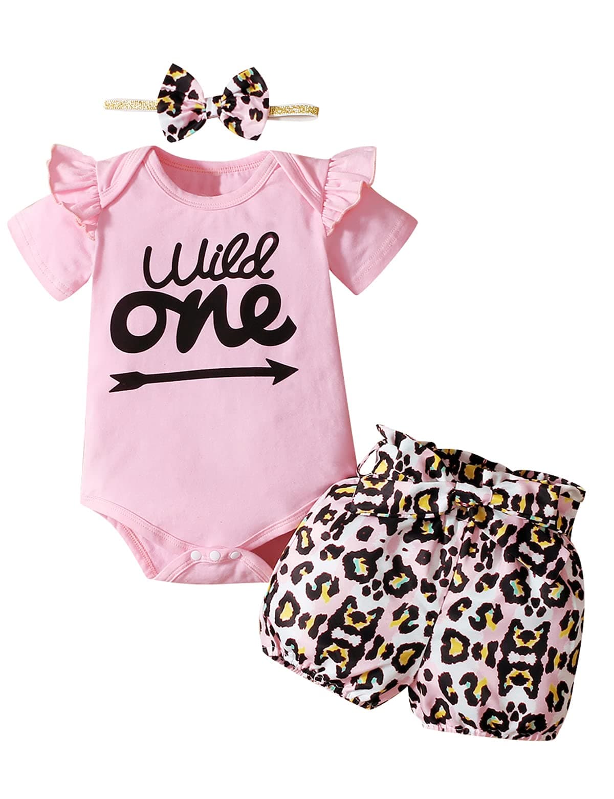 Shalofer Baby Girl First Birthday Outfit 1st Birthday Girl Wild One Clothes Set
