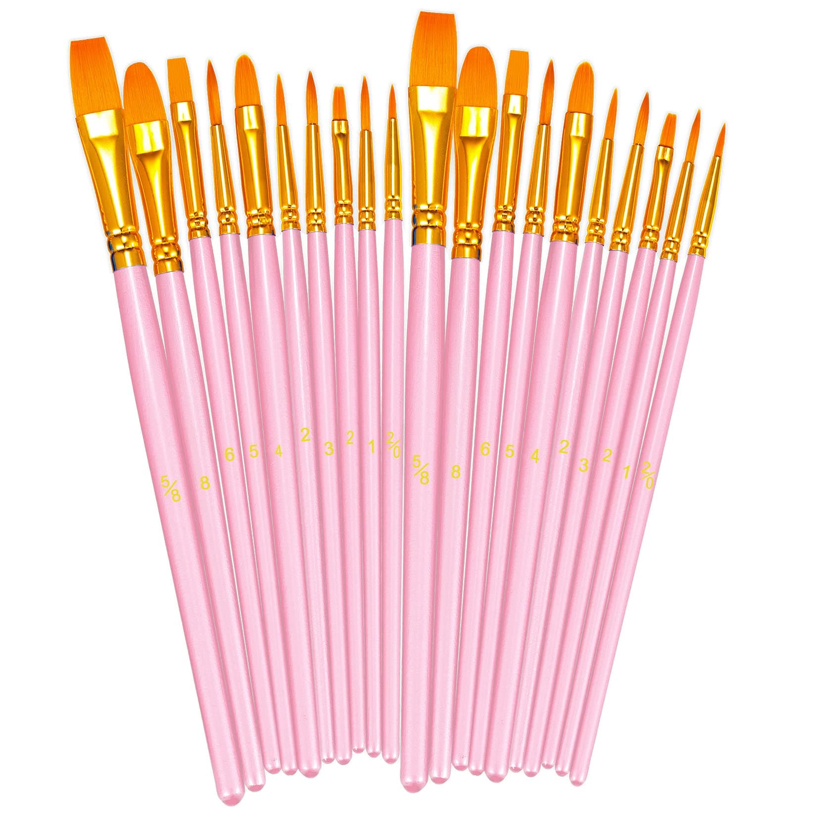 2 Sets of 10pcs Assorted Sizes Paint Brushes Pink