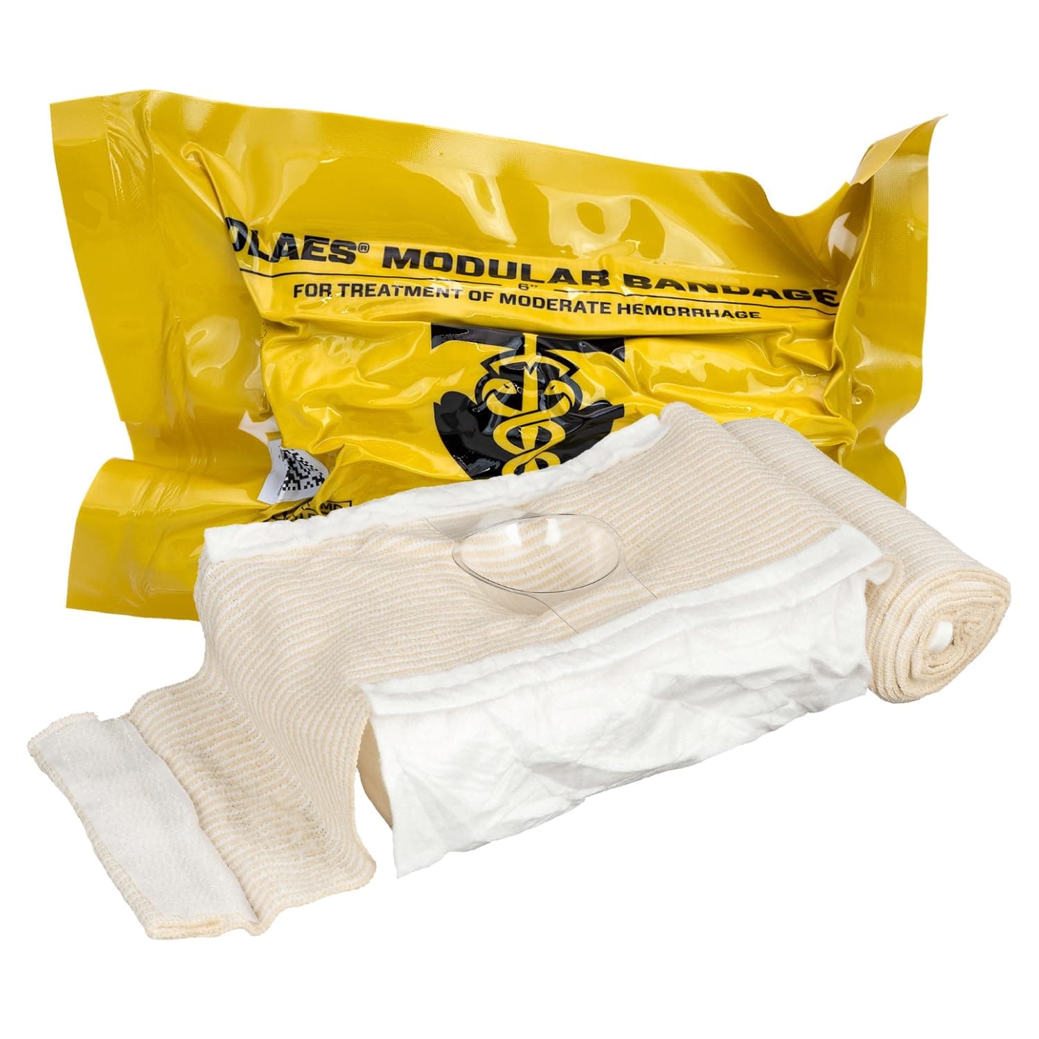 OLAES Modular Trauma Bandage, 6″ Rolled, 1 Pack – Compression Wound Dressing with Pressure Cup, Ideal for Emergency and First Aid, Latex-Free | TacMed Solutions