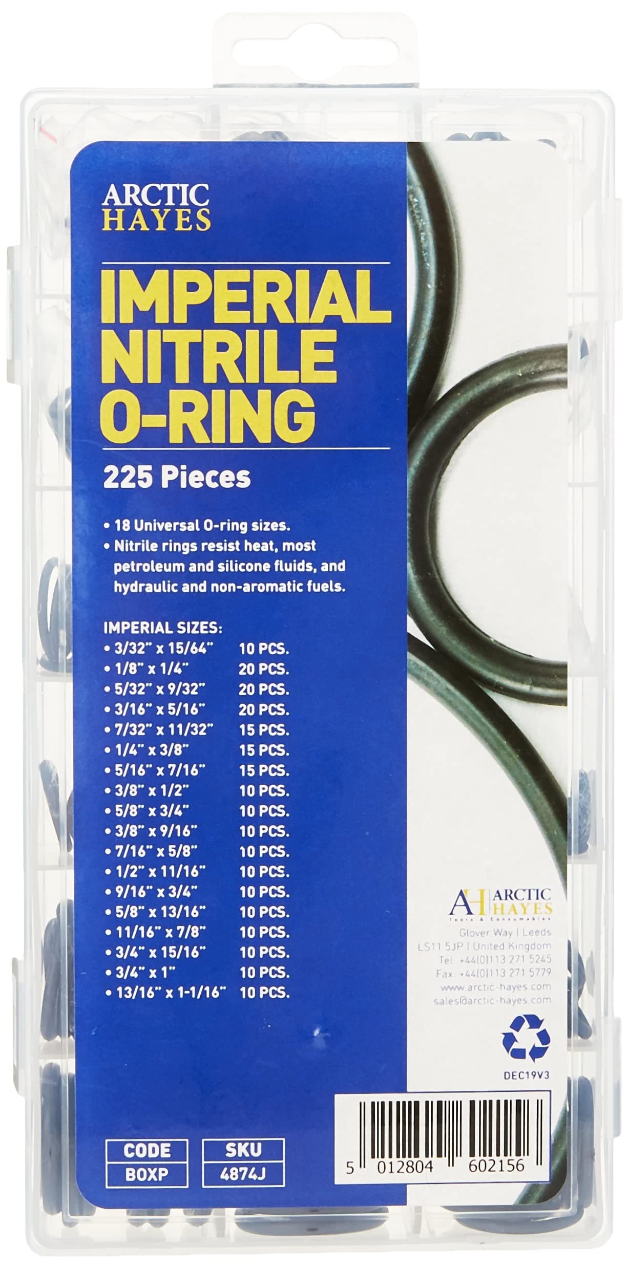 BOXP Imperial Nitrile O-Ring Assortment Washer 225-Pieces Kit, Black - Imperial