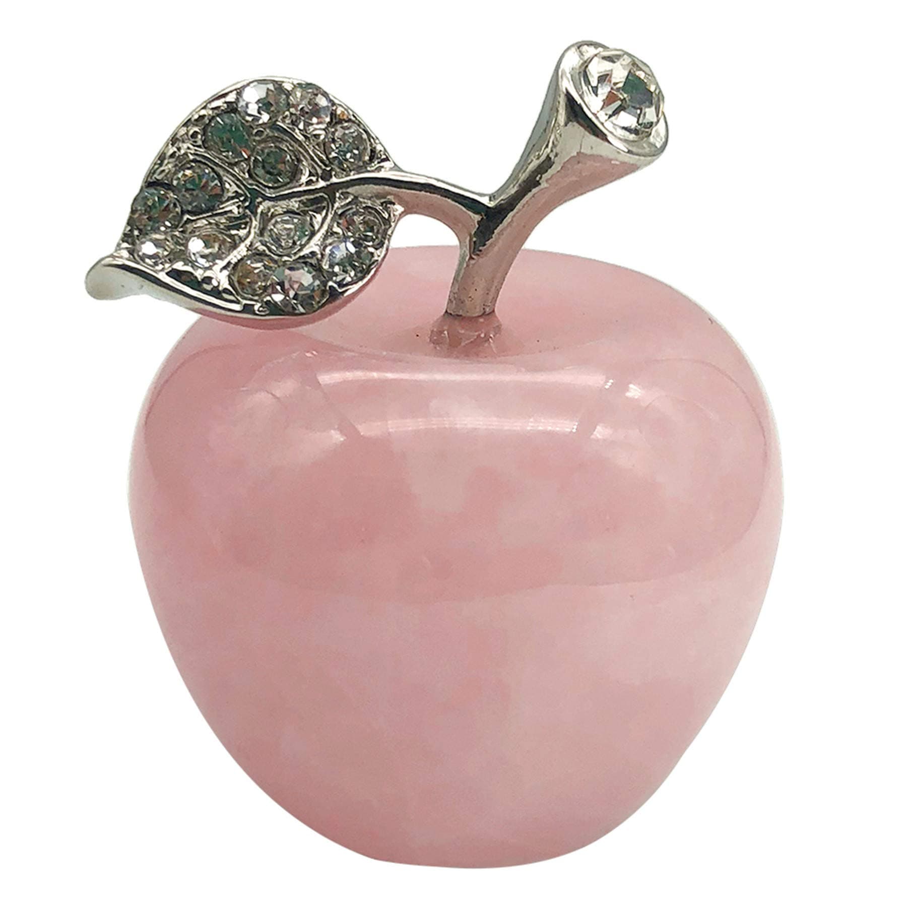 Rose Quartz Carved Appple Figurine Sculpture Statue Healing Crystal Home Ornament Decoration 1.3" Tall