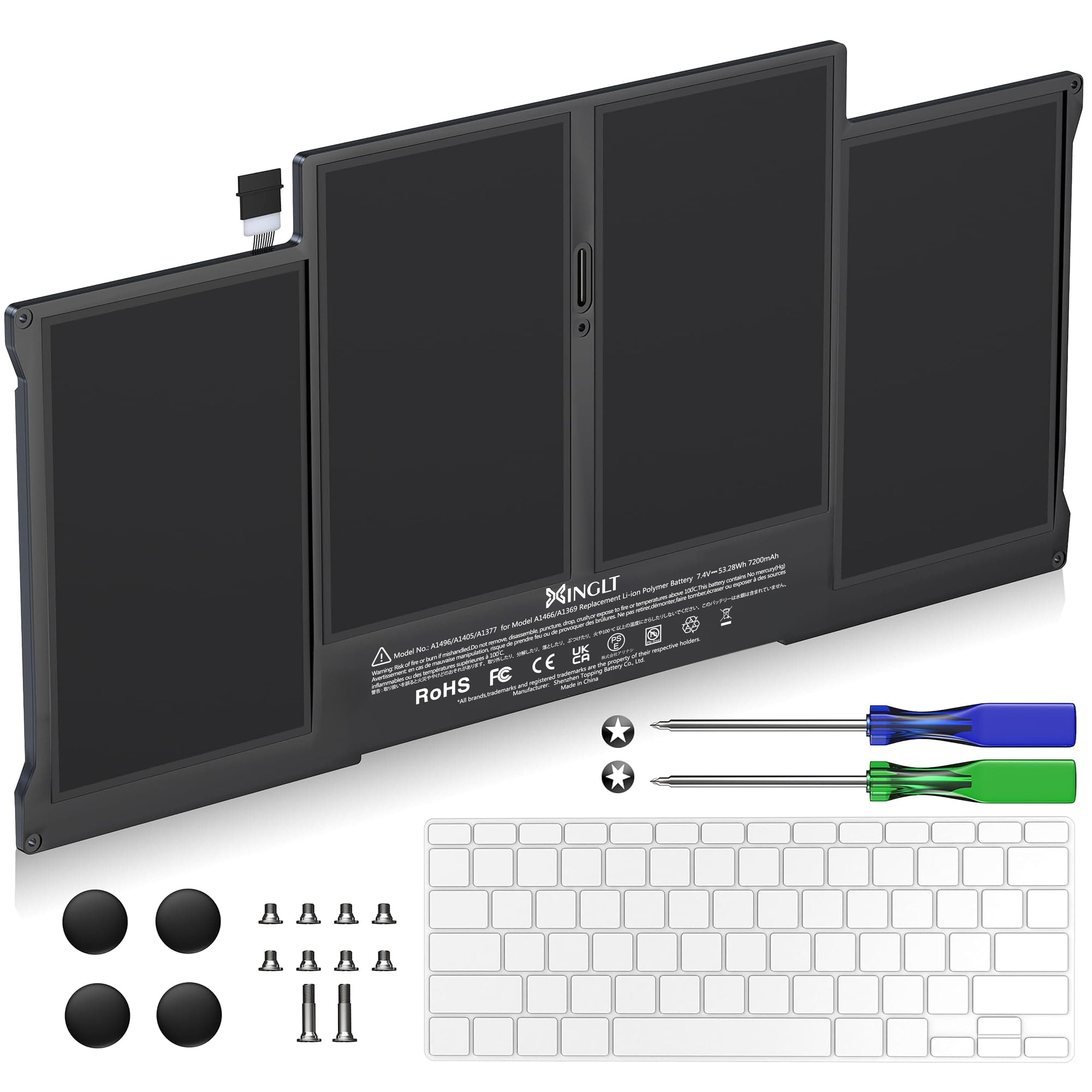 Replacement Laptop Battery for MacBook Air 13 inch A1466(Mid 2012, Mid 2013, Early 2014, Early 2015,2017) A1369(Late 2010, Mid 2011 Version) 7200mAh,fits A1496 A1405 A1377 [Upgraded 3.0]