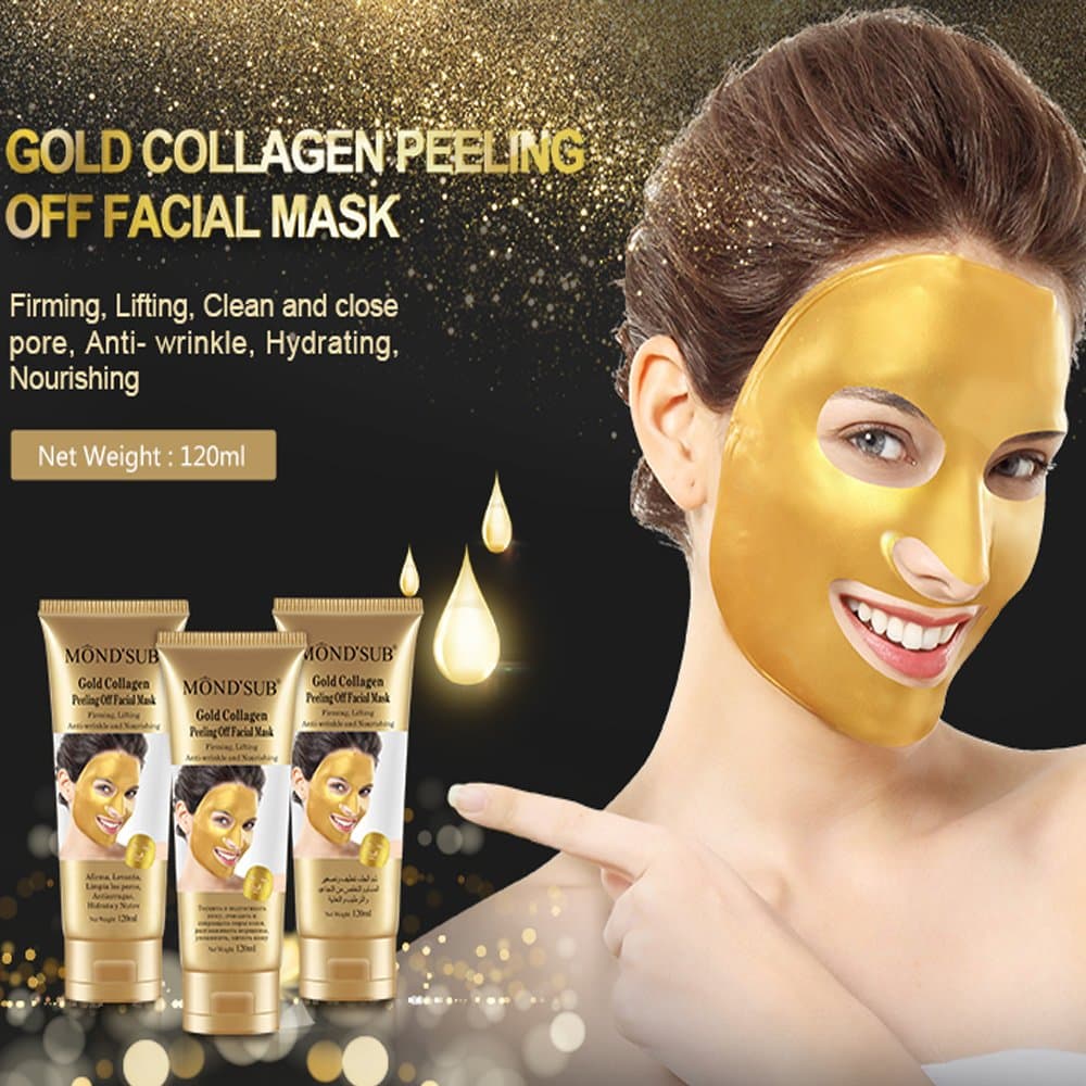24K Gold Collagen Peel Off Facial Mask,120ml - Ancient Gold Mask Formula Reduces The Appearances of Wrinkles and Fine Lines, Helps with Acne and Firming Up Skin