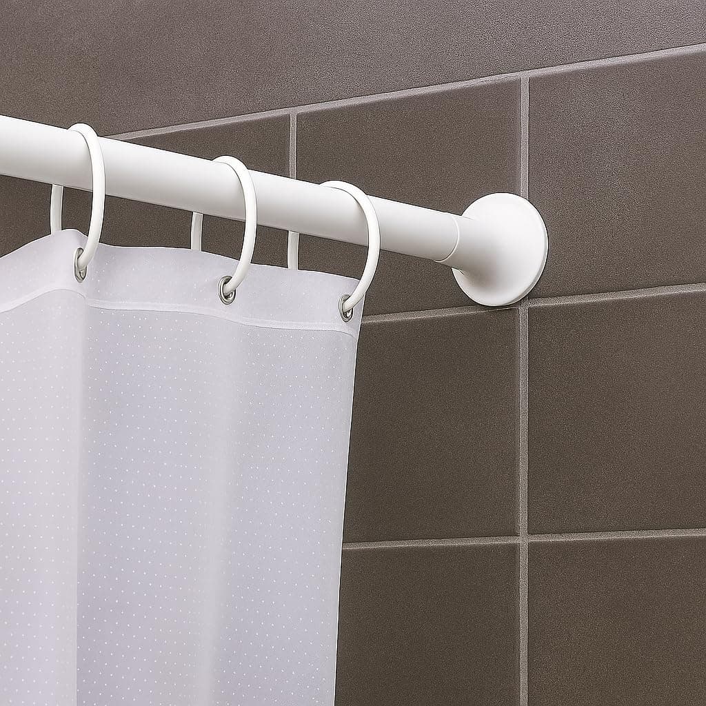 Adjustable Telescopic Shower Curtain Rod – No-Drilling, White Tension Pole with Suction Cup Ends, 75–210cm Extendable