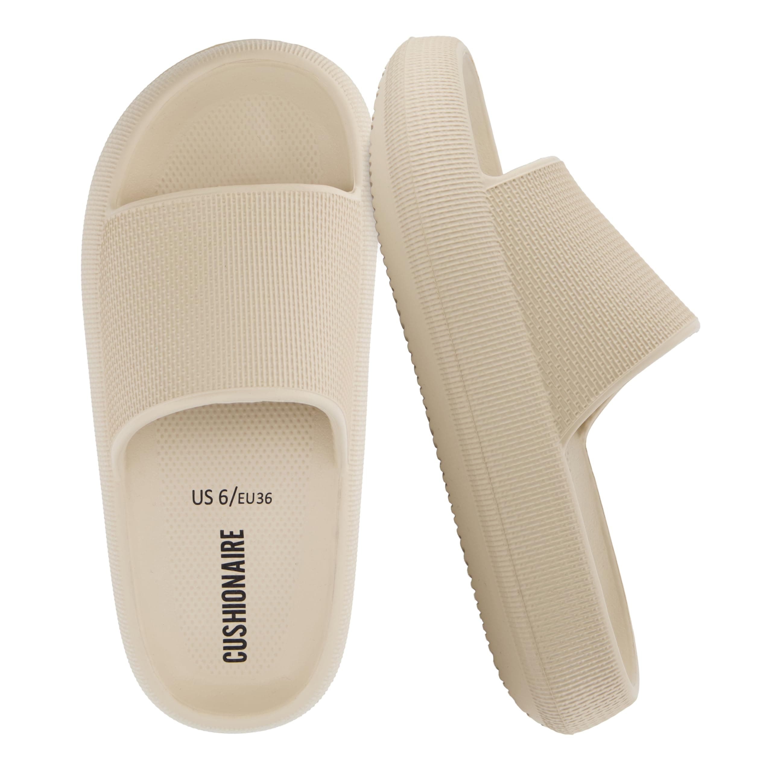 CUSHIONAIRE Women's Feather Cloud Recovery Slide Sandals with +Comfort