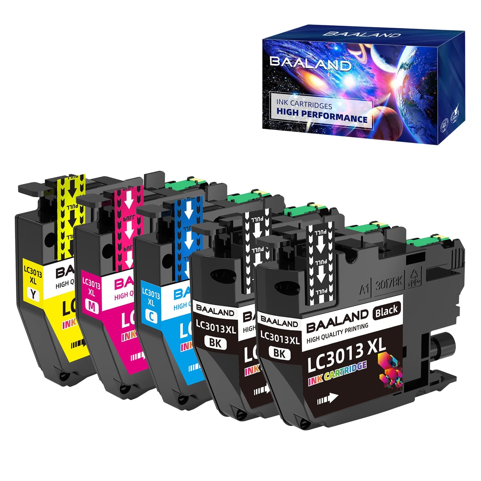 Replace Brother LC3013 Ink Cartridge Compatible LC-3013 (2 Black, 1Cyan, 1 Magenta, 1 Yellow) for Brother MFC-J491DW MFC-J497DW MFC-J690DW MFC-J895DW Printer
