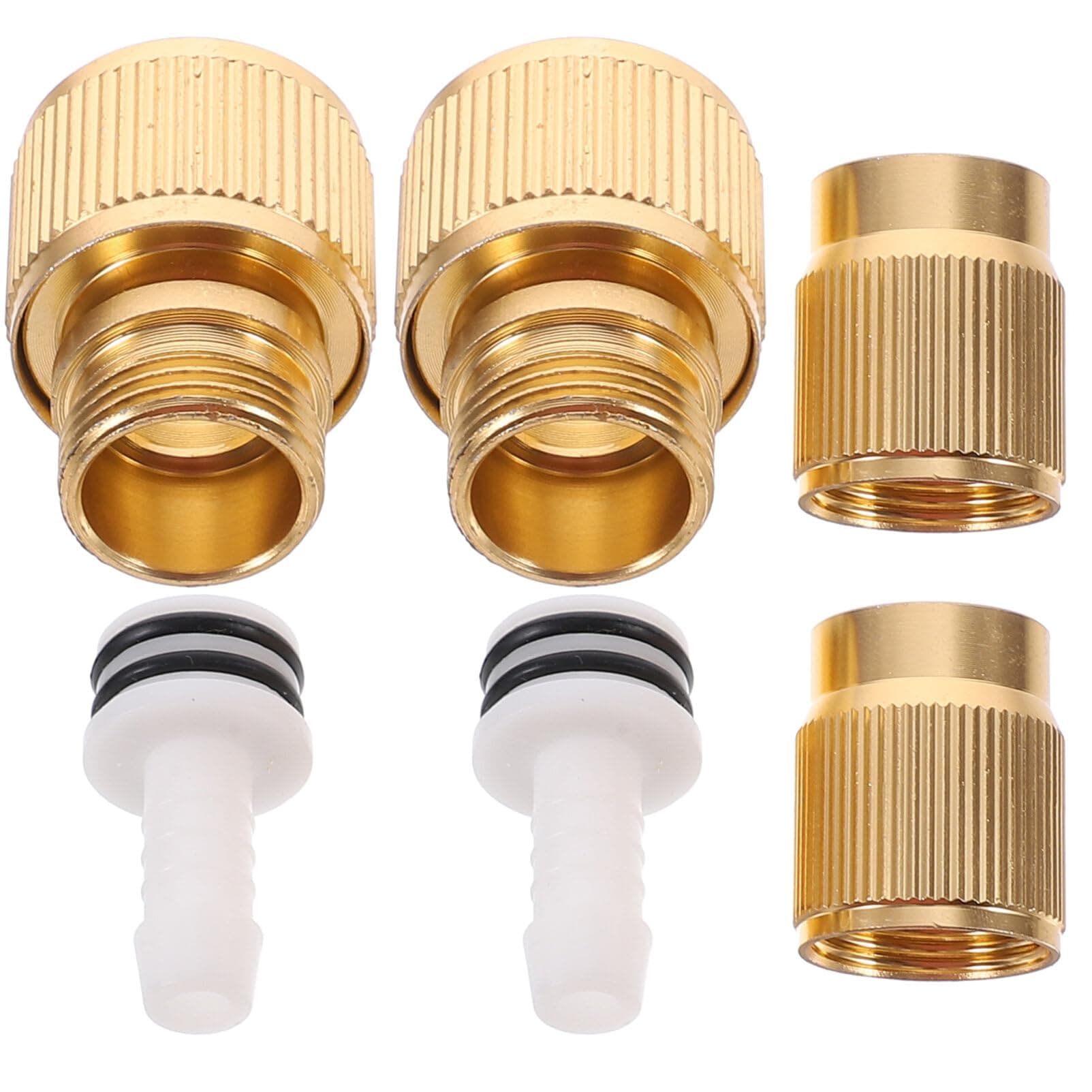 Housoutil Aluminum Copper Plated Water Hose Quick Connector Leak-Free Garden Hose Joint Accessory for High Pressure Car Wash and Outdoor Use 6.25X2.9X2.9Cm