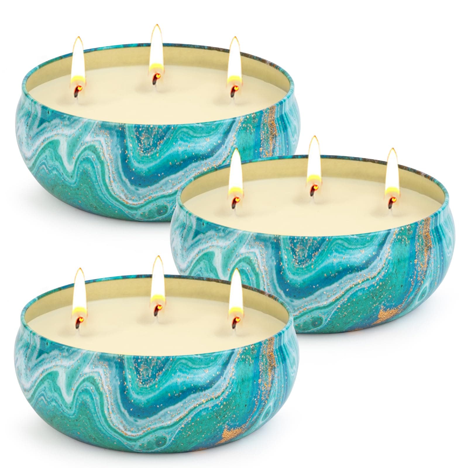 Citronella Candles Outdoor Decorative 36oz, 3 Wick Soy Wax Lemongrass Candle Set, Scented Candle Jar Candle Bulk Up to 240hrs, Summer Camping Candles for Patio, Garden, Balcony, Camping, BBQ