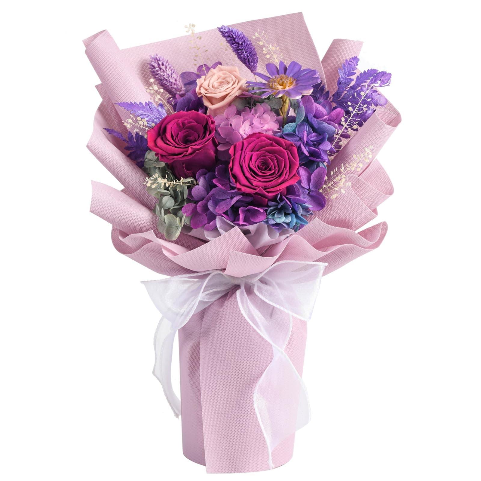 lovenfold Preserved Flowers for Delivery, Purple Rose Bouquets That Last 1-3 Years, Birthday Flowers Gifts for Women Mom Grandma Wife Friends