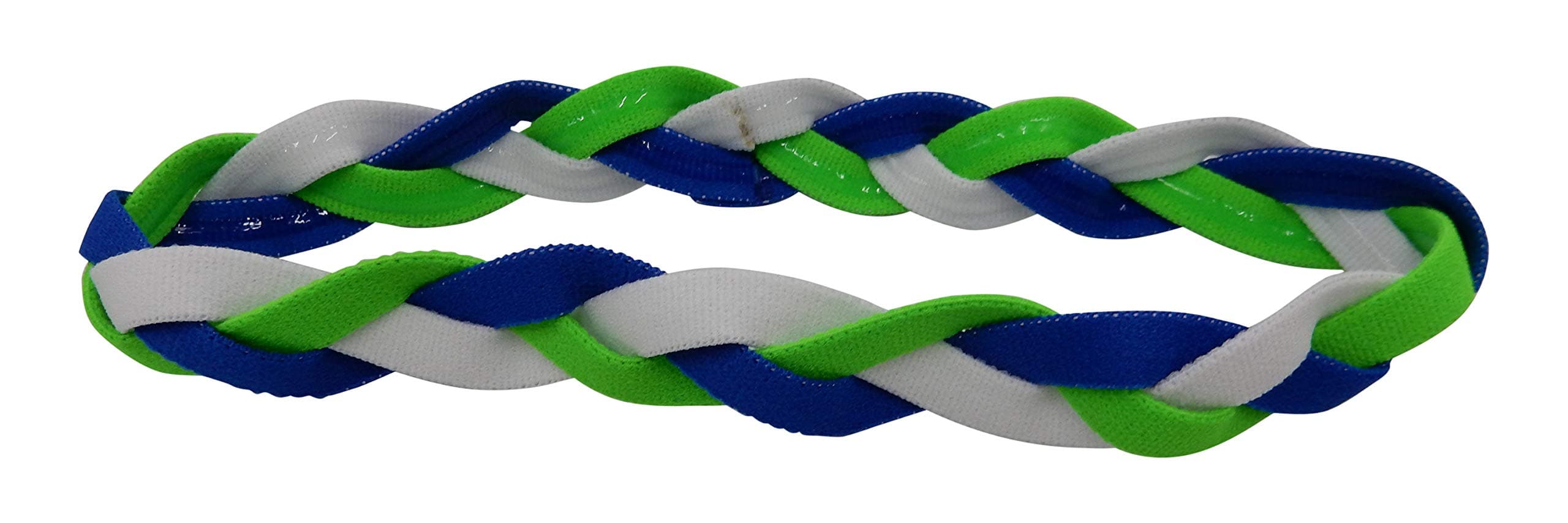 NEW! Royal Blue White Neon Green Braided 3 Band NON SLIP Sports Headband