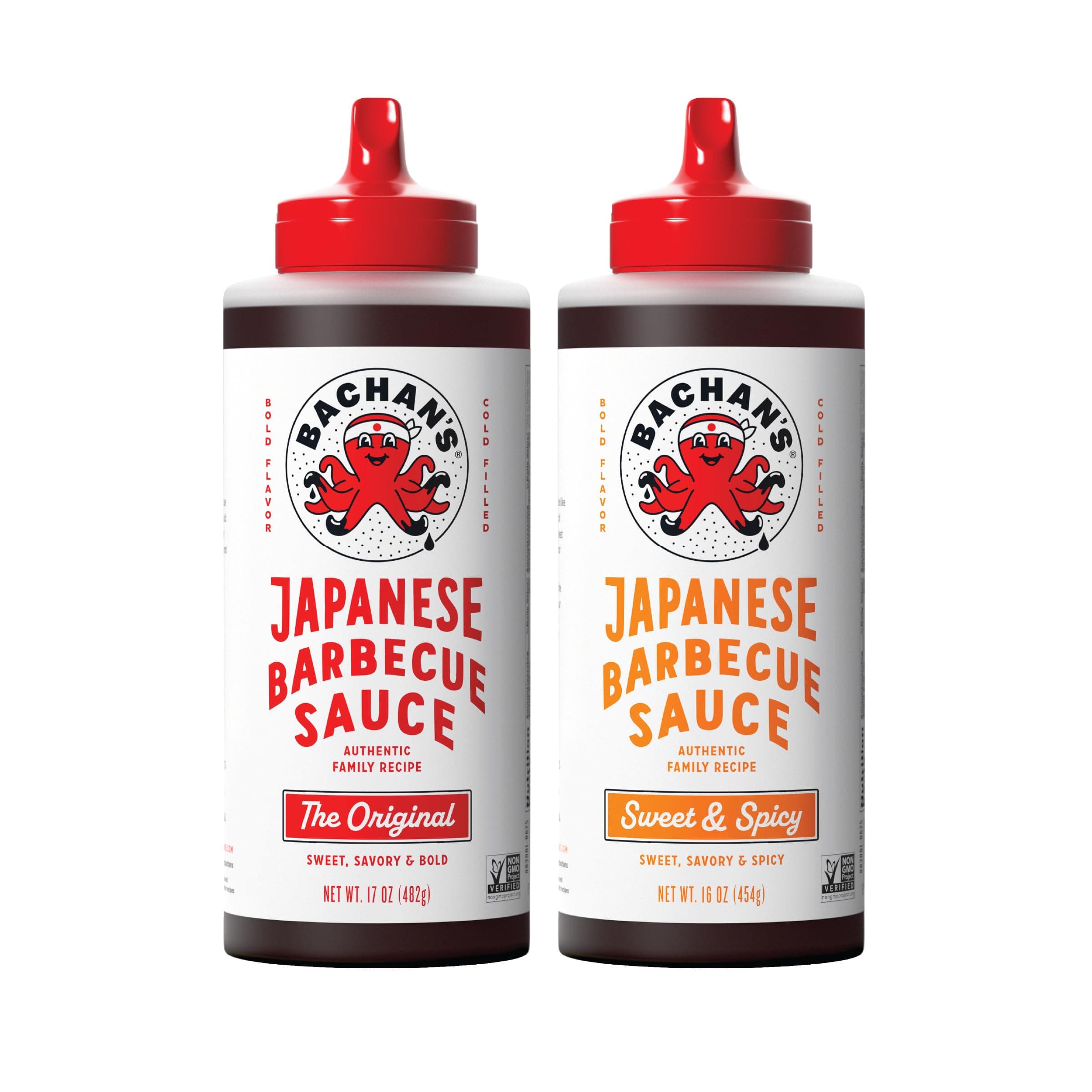 Bachan's Japanese Barbecue Sauce 2 Pack - 1 Original, 1 Hot and Spicy - BBQ Sauce for Wings, Chicken, Beef, Pork, Seafood, Noodles, and More. Non GMO, No Preservatives, Vegan, BPA free