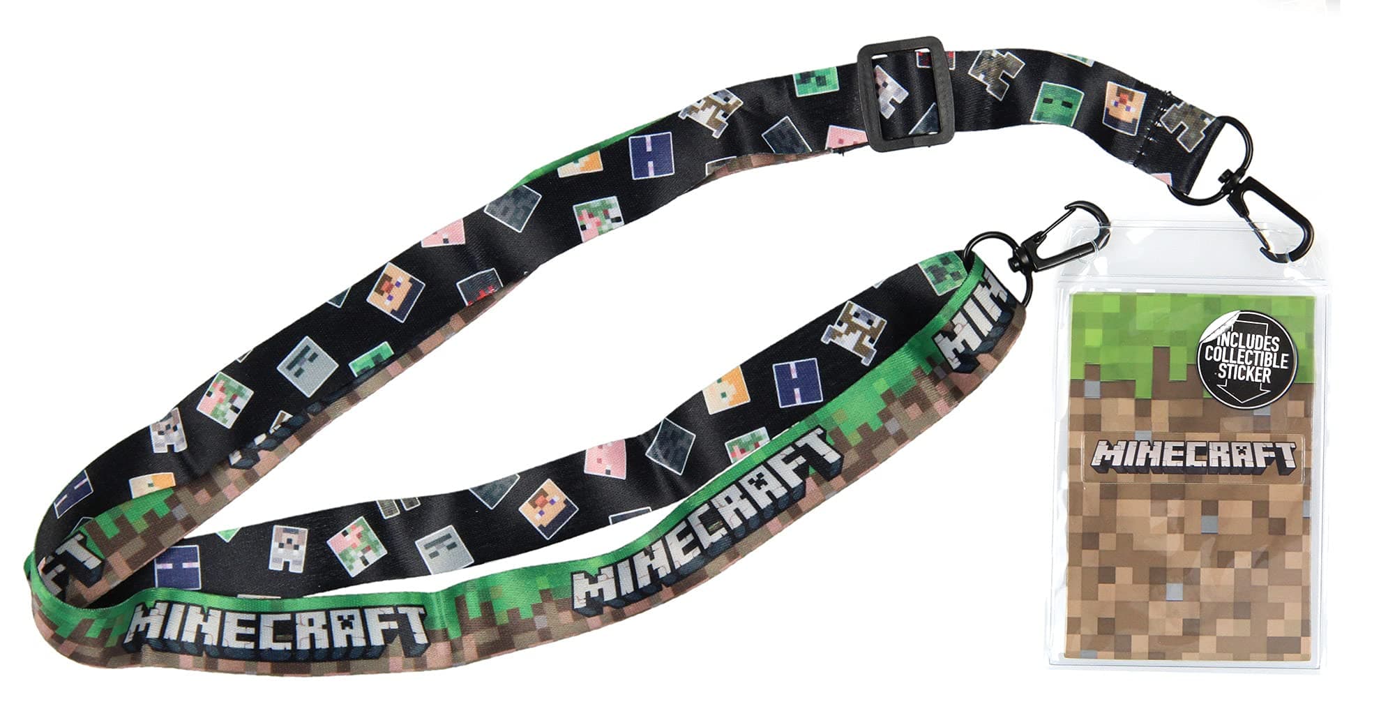 Seven Times Six Minecraft Character Head Toss Multi-Use Lanyard Clear ID Badge Holder