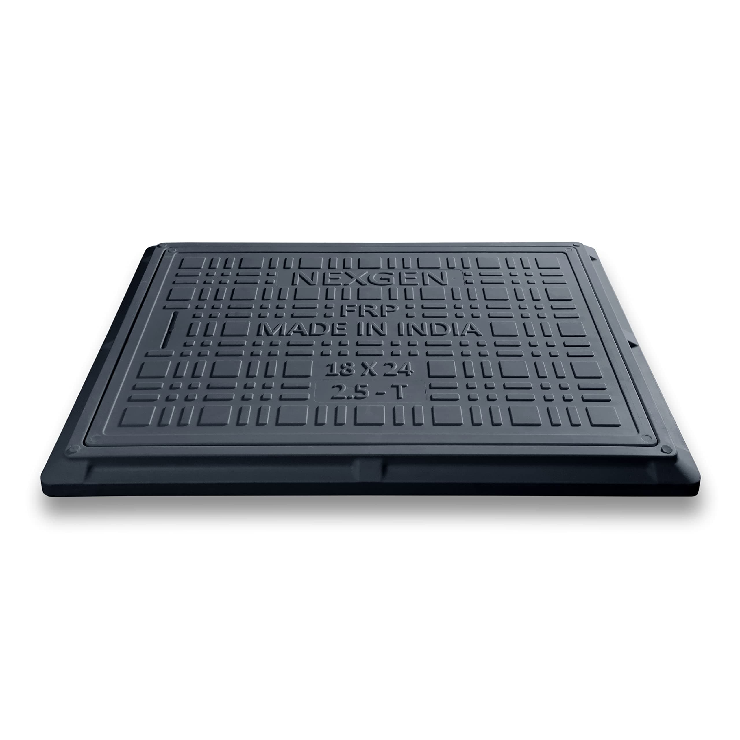 NEXGEN Fibre Reinforced Polymer (FRP) 2.5 Tons Capacity Manhole Cover | Chamber Cover (18 X 24” Inch, Cement Grey)