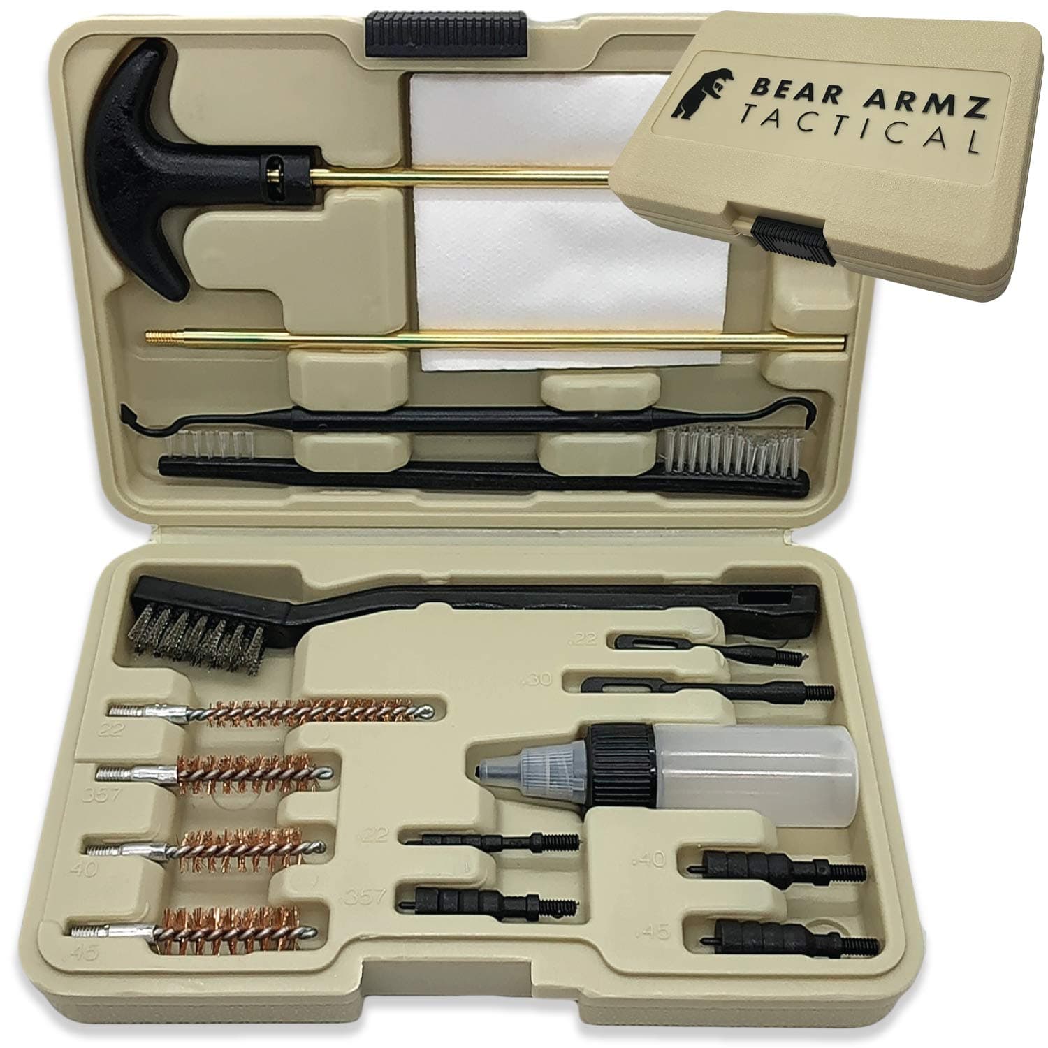 Universal Handgun Cleaning Kit | American Company | Gun Cleaning Kit for Calibers .22.357/9mm.38.40.45 | Compatible with Handguns, Revolvers, and Pistols | Hard Portable Case