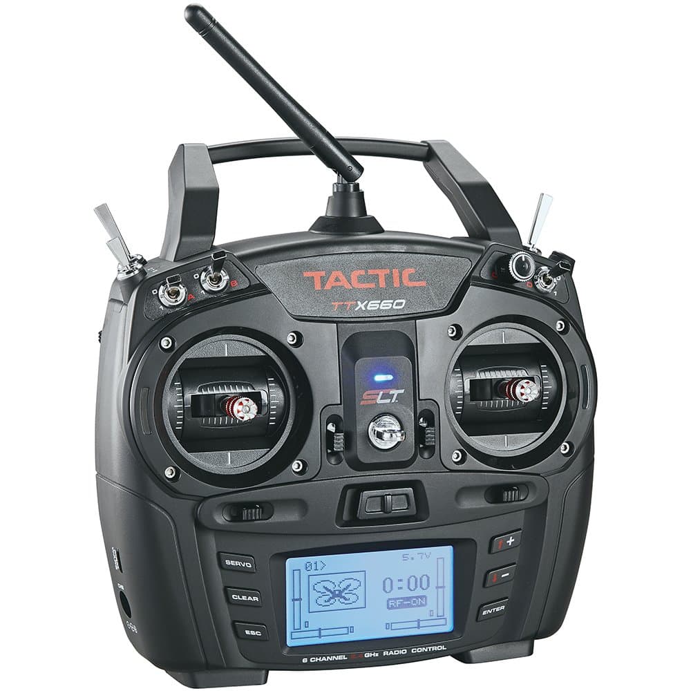 Tactic TTX660 2.4Ghz 6-Channel SLT Digital Computer Radio Transmitter for RC Aircraft (TX Only), Black