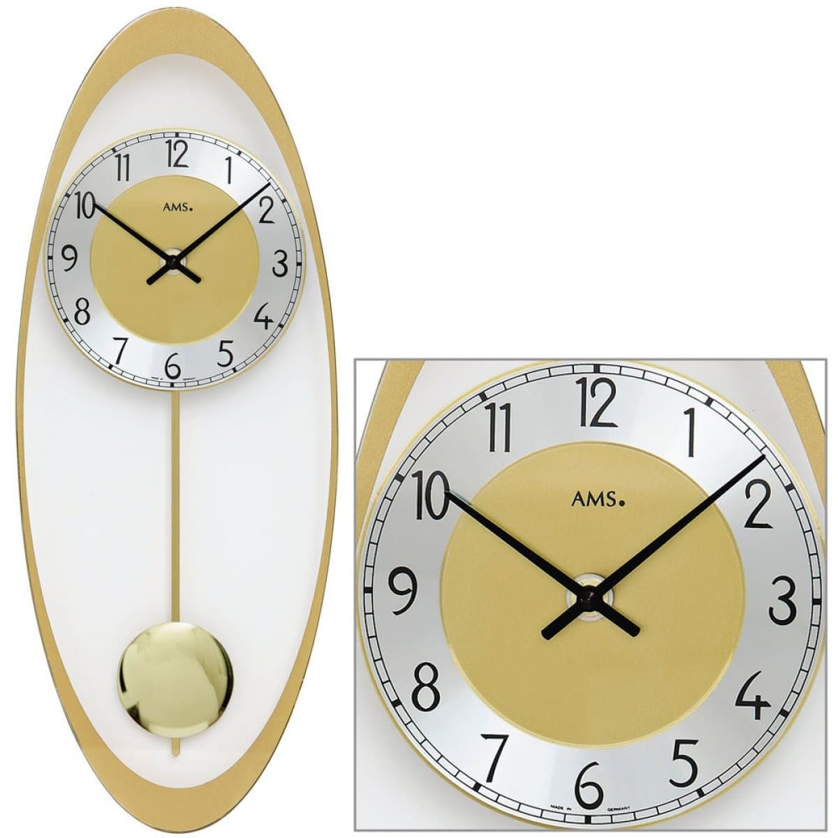 AMS Uhrenfabrik Clock, Silver, 50 x 3 x 351 cm