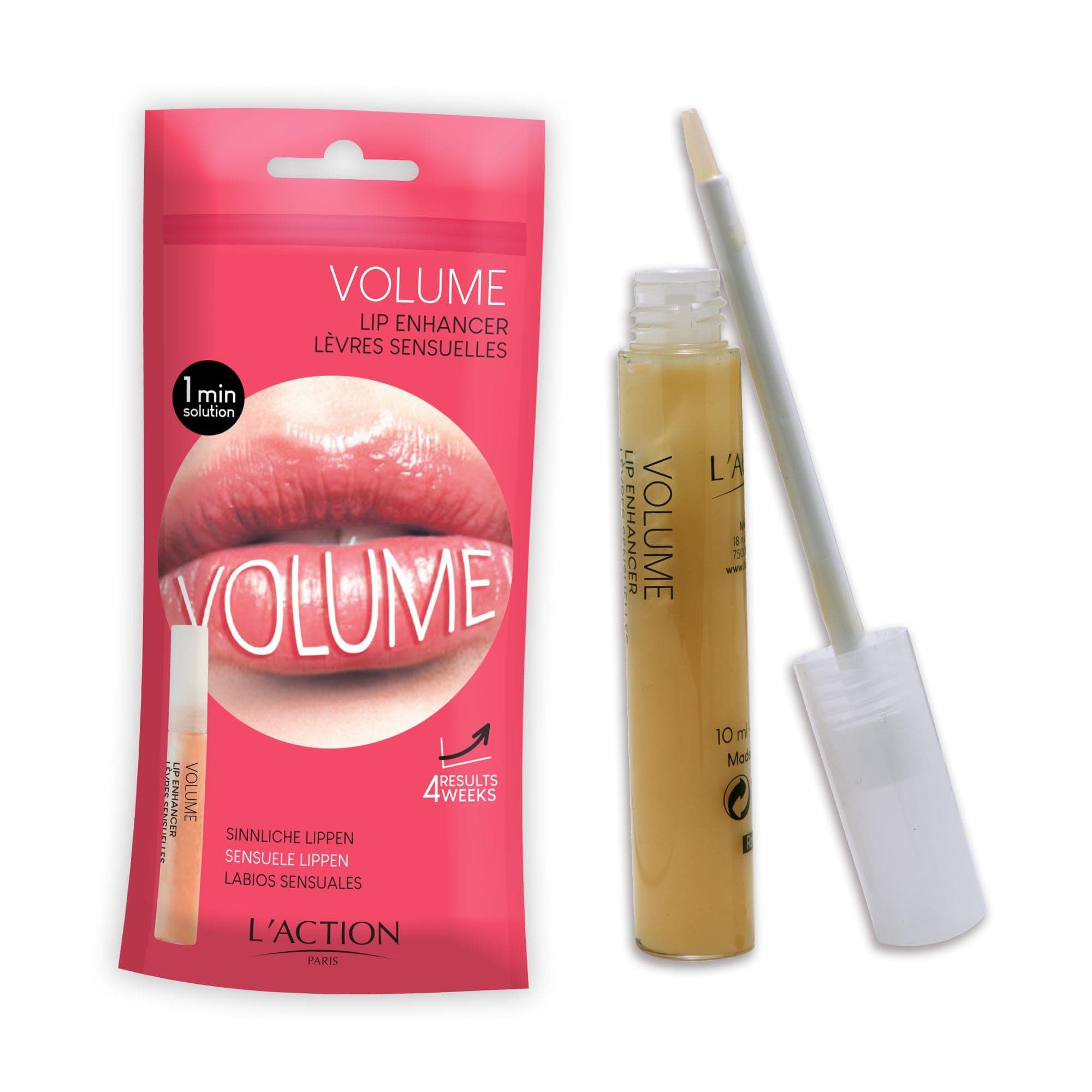 Volume Lip Enhancer, Lip Gloss For Fullness Texture and Glossy Finish, Transparent Formula with Oligopeptides for Natural Shine and Volume 10ml
