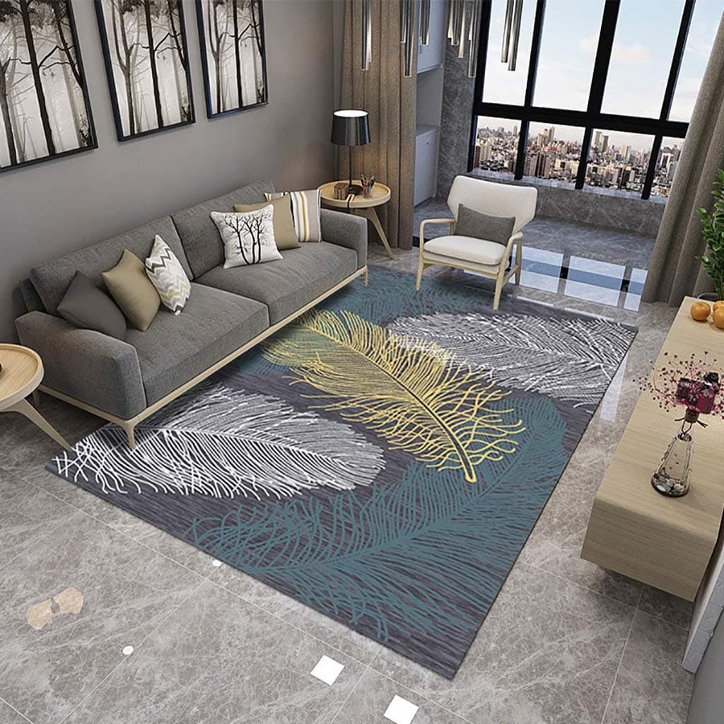 Carpets & Rugs Simple modern feather pattern carpet living room bedroom carpet children bedside blanket window pad floor mat Rugs for Bedrooms Living Room Kids Rooms Decor
