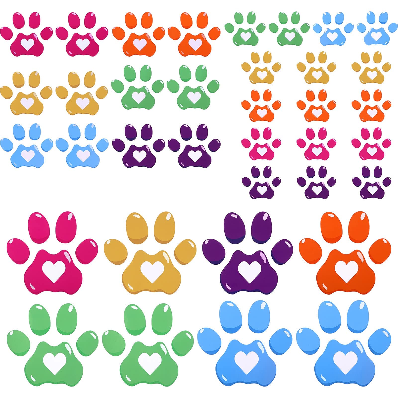 36 Pieces Paw Stickers Paw Floor Decals Dog Paw Wall Decor Stickers for Wall, School, Classroom, Home, Party Decoration