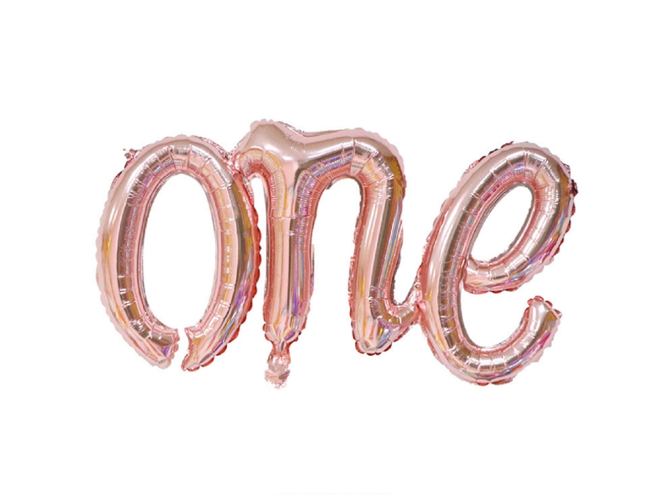 DELIGHTBOXOne Balloon Banner 40" First Birthday Balloons Hand Writing Style Foil Letter Baby Balloon Anniversary Celebration Decorations,Rose Gold