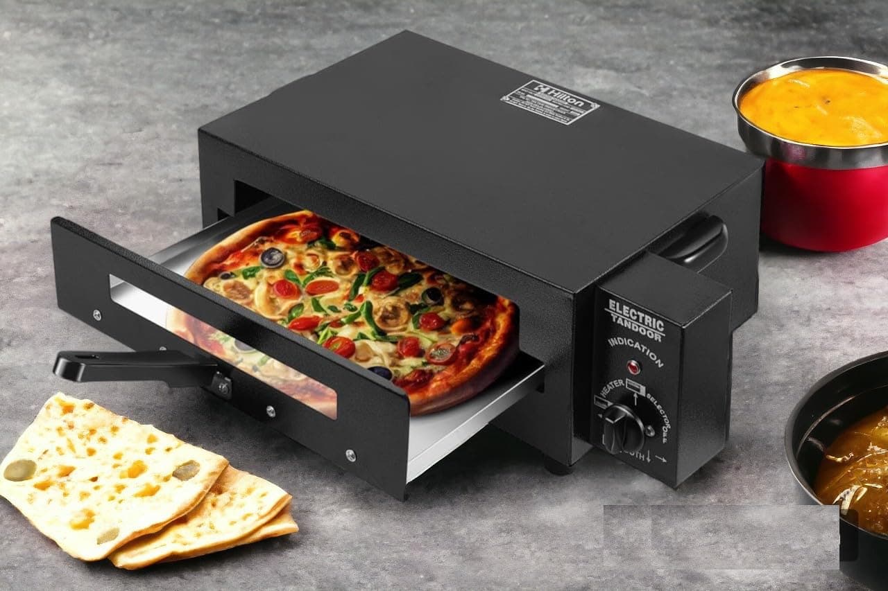 Hilton Electric Electric Tandoor Heavy Duty Big Size Tandor Grill Stainless Steel Element Heavy Metal Quality, Recipe Book, Grill, Handle, 4 Legs, Magic Paper (Non Stick Sheet))