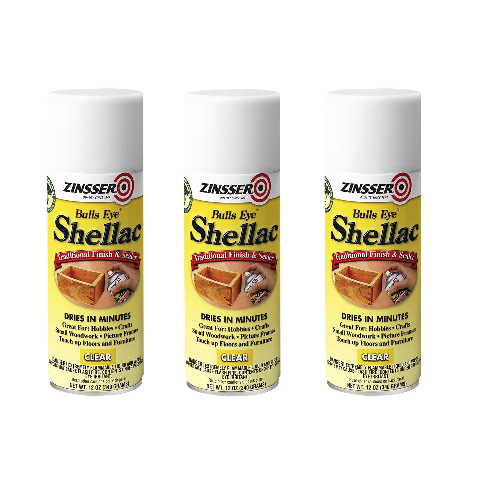 Rust-Oleum 408A3 Bullseye Shell Spray, 12 Oz (3 Pack) Clear, 3 Count