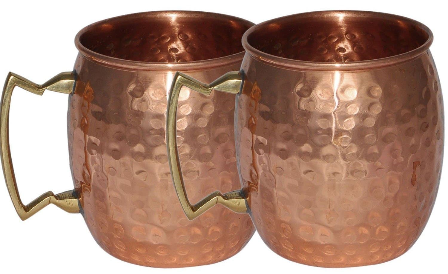 Stylla London® Handcrafted Hammered Barrel Moscow Mule Set of 2 Premium Copper Mugs 16 Ounce Safe Enhances Taste Improves Flavours Enjoy Refreshing Beverages Unique Barware Gifts for Women & Men