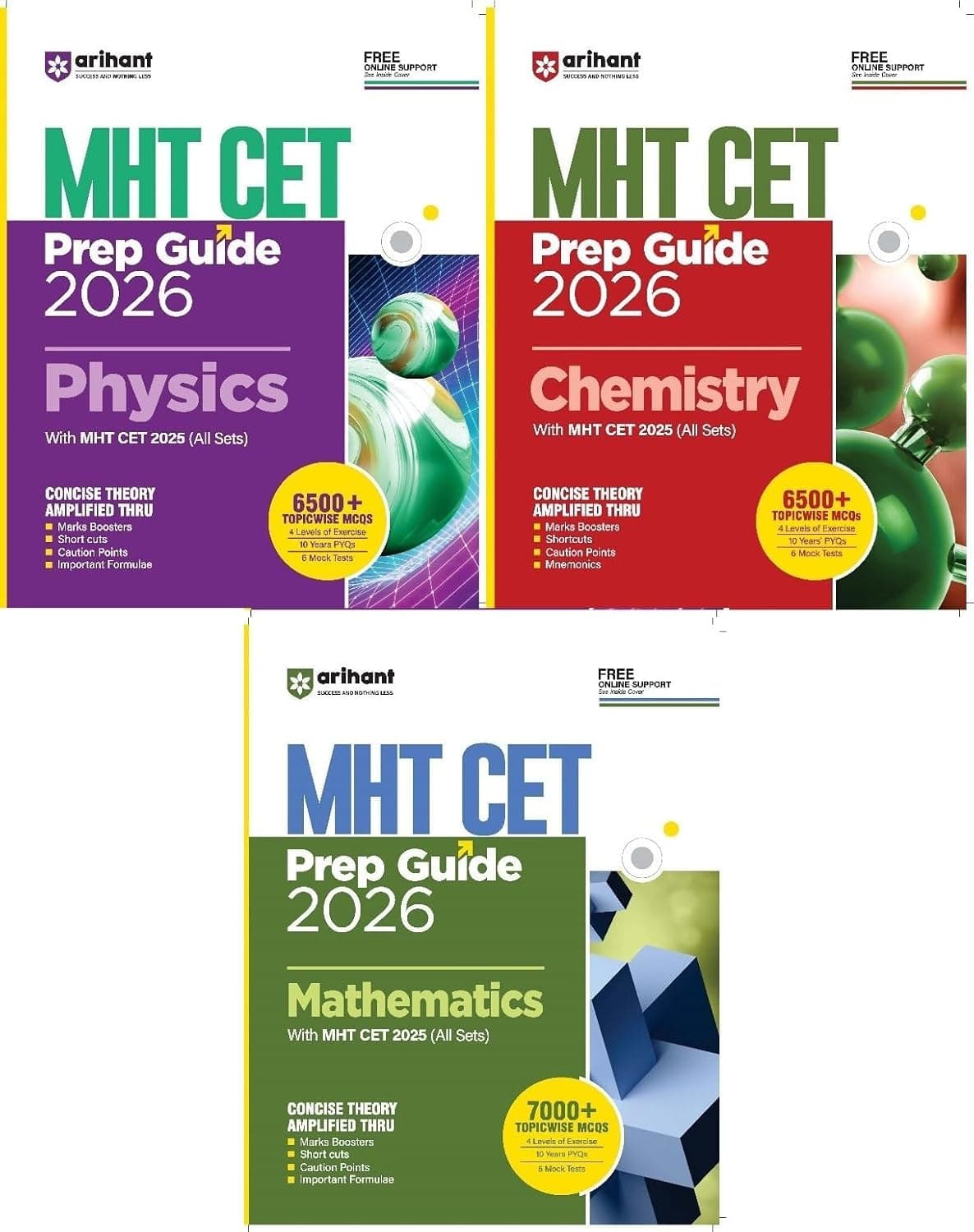 Arihant - MHT CET - Prep Guide 2025 - PCM (Physics + Chemistry + Mathematics) - Set of 3 Books for 2025 (All Chapters of Class - 12 & Selected Chapters of Class 11)