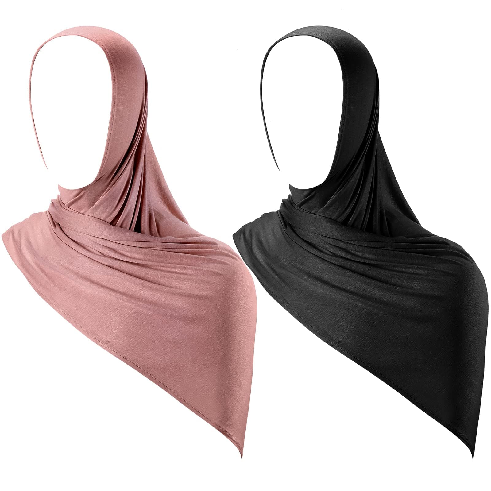 2 Pcs Instant Hijab Jersey Hijab for Women Muslim Head Scarf Soft Lightweight Long Stretch Scarf Shawl Wrap