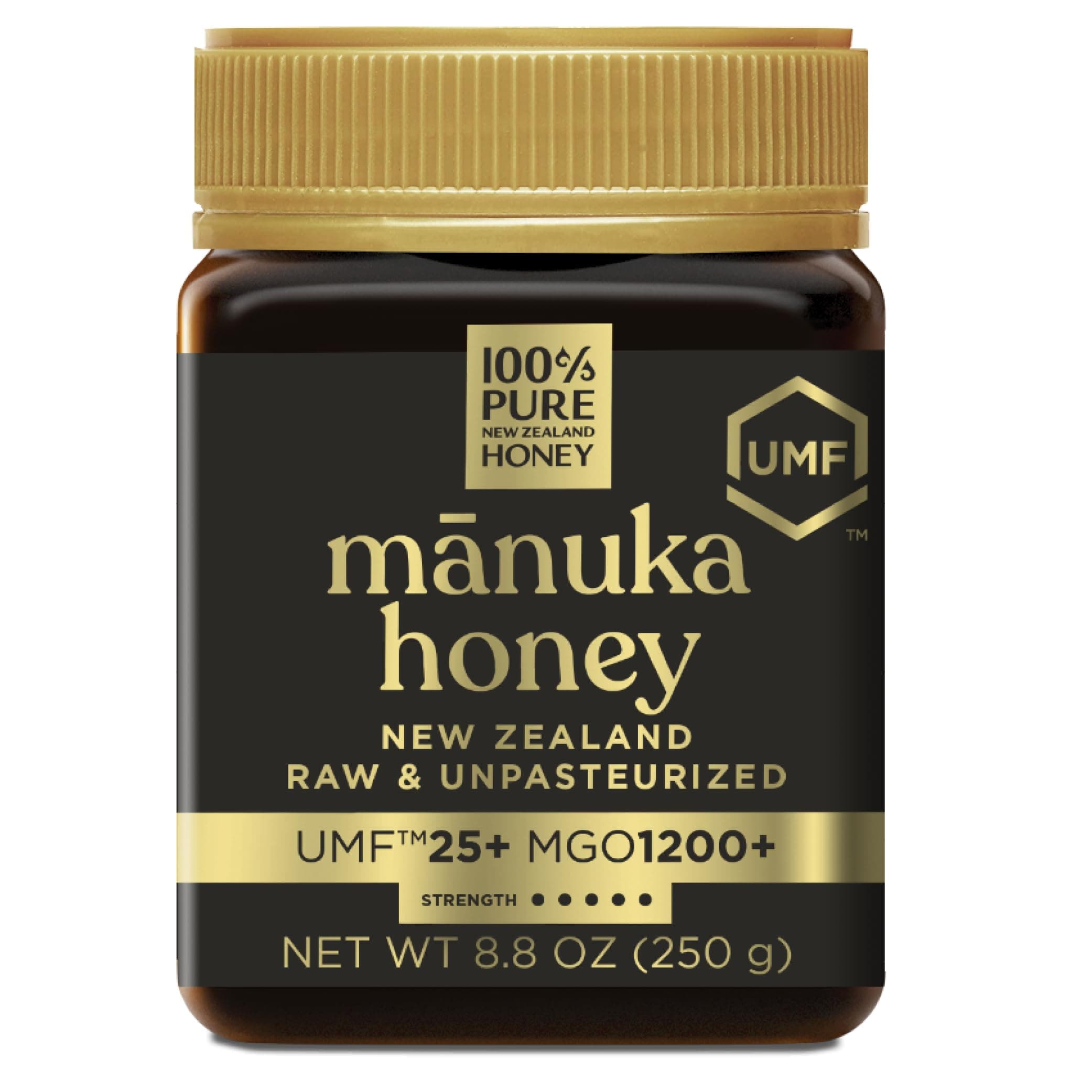 Manuka Honey UMF 25+ (MGO 1200+) 100% Pure New Zealand, Certified Ultra Premium Raw, 8.8 Oz (250g)