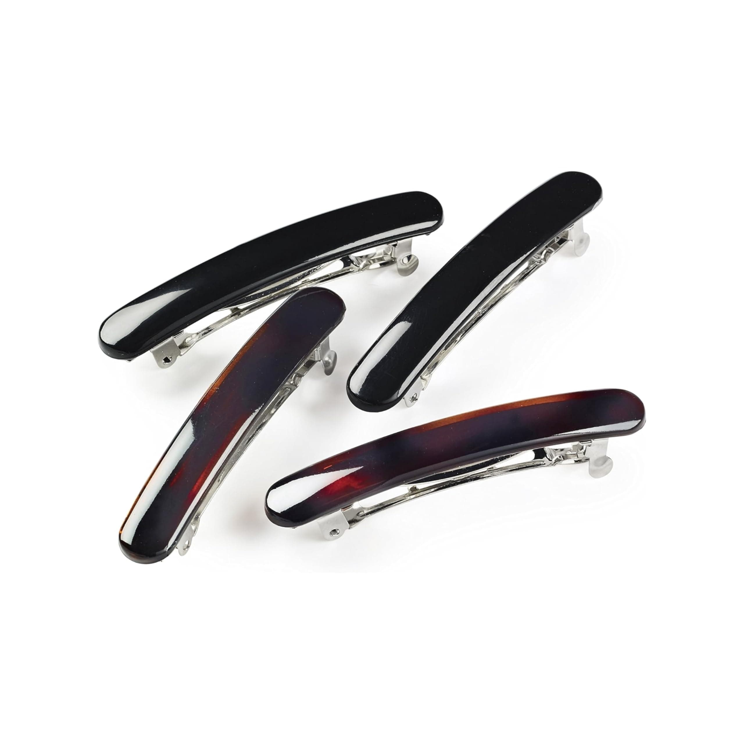 Manicare Mini Hair Barrettes, Pack Of 4 Hair Clips For Decorating or Sectioning Hair, Secure Grip, Gentle On The Hair And Scalp, Elegant French Clasp, Tortoiseshell and Black