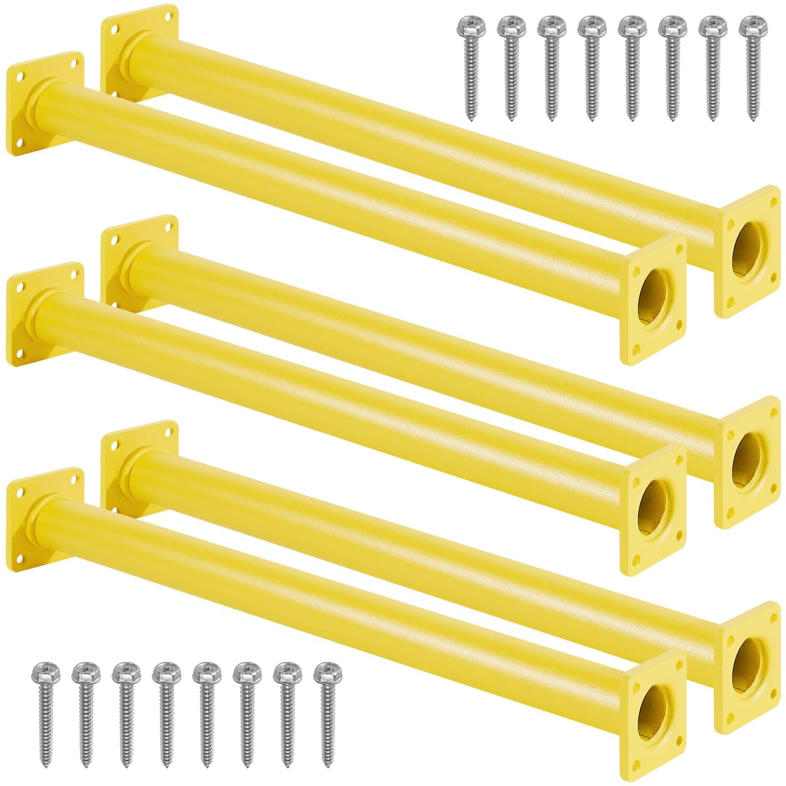 Set of 6 Monkey Bars for Backyard - Steel Playground Ladder Rungs for Outdoor, Playset Safety Climbing Handles - 16.5 inch, Yellow