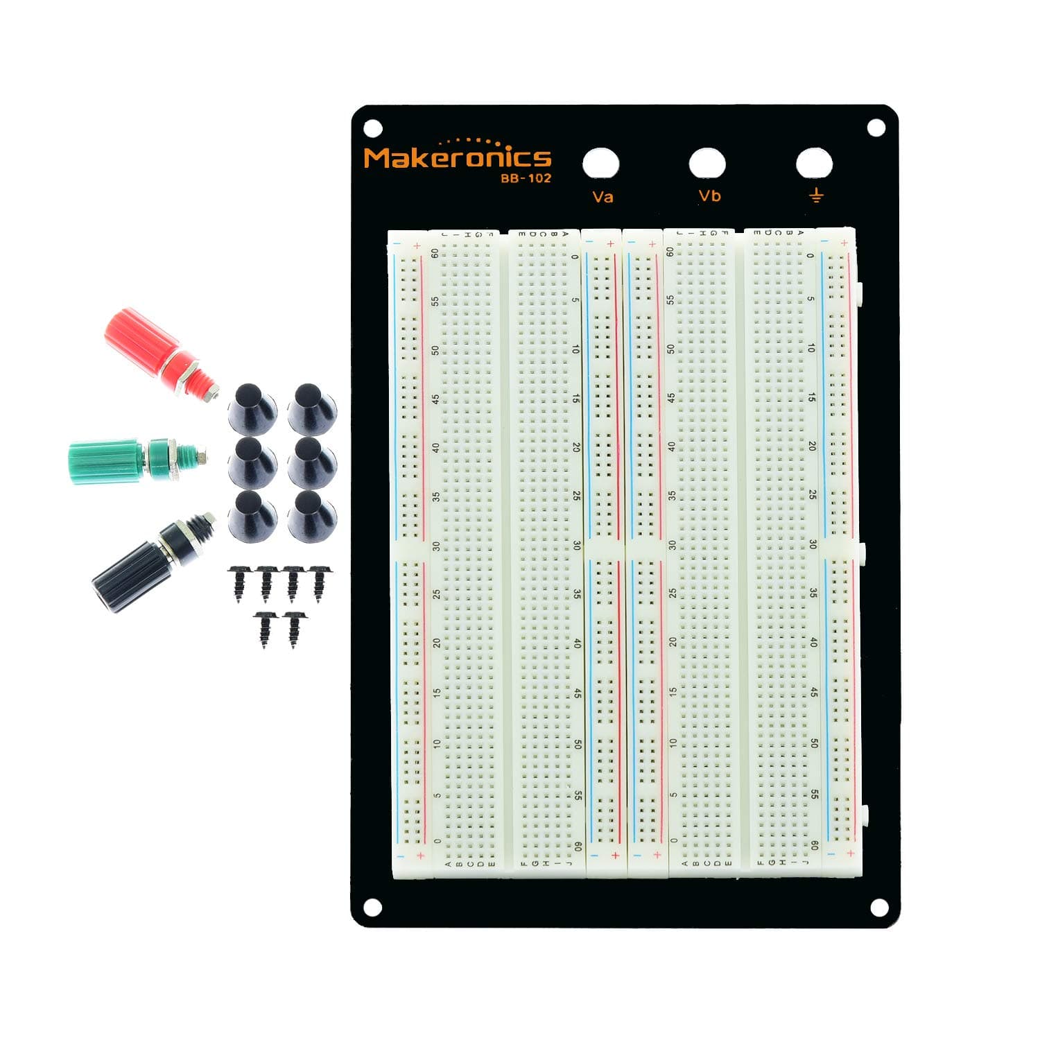 Makeronics Solderless 1660 Tie-Points Breadboard with Aluminum Back Plate for Circuit/Arduino/Raspberry Pi Prototyping Powered by Makeronics Technology