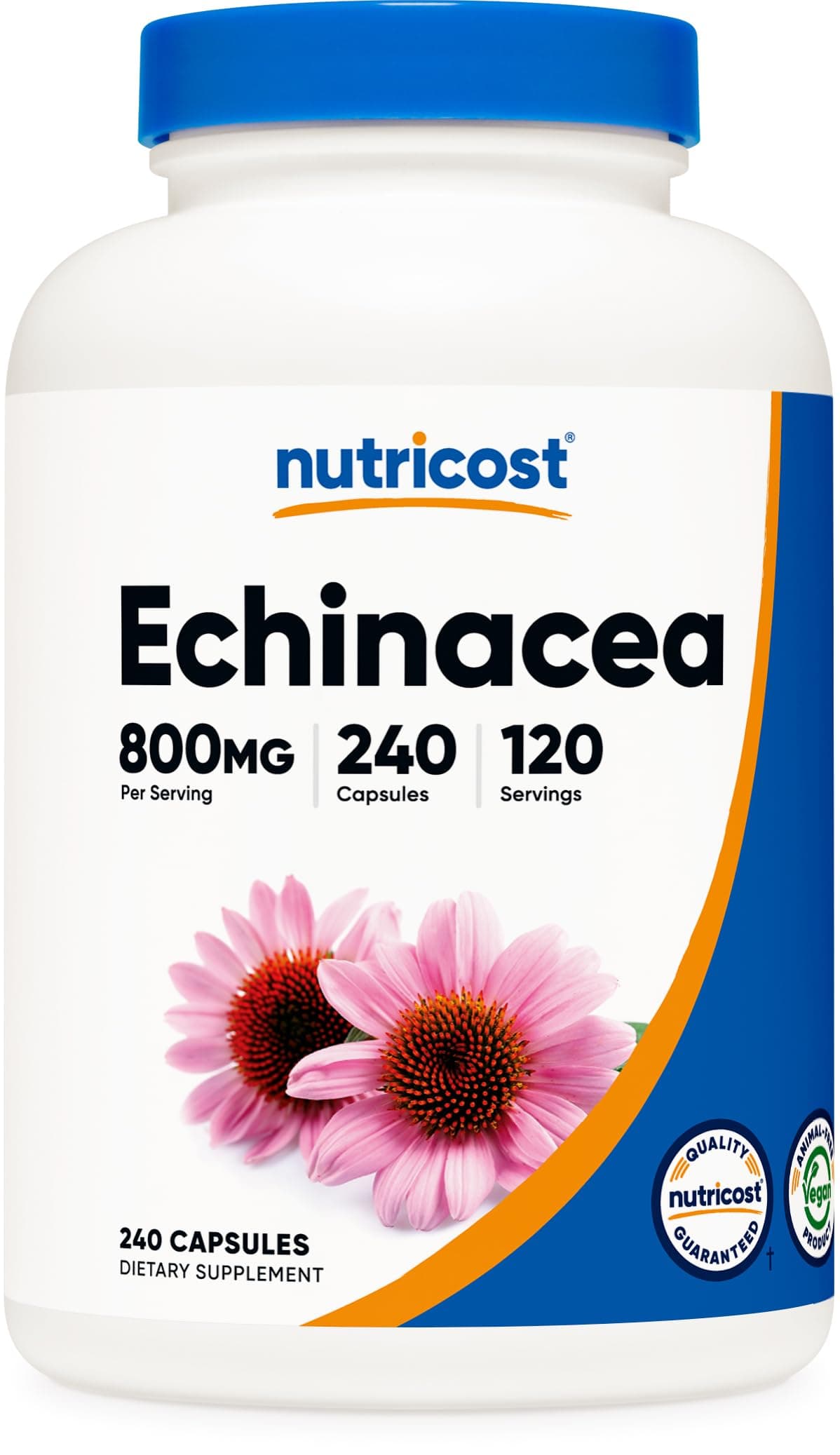 Echinacea 800mg, 240 Capsules - Vegetarian Caps, Non GMO, Gluten Free, 120 Servings