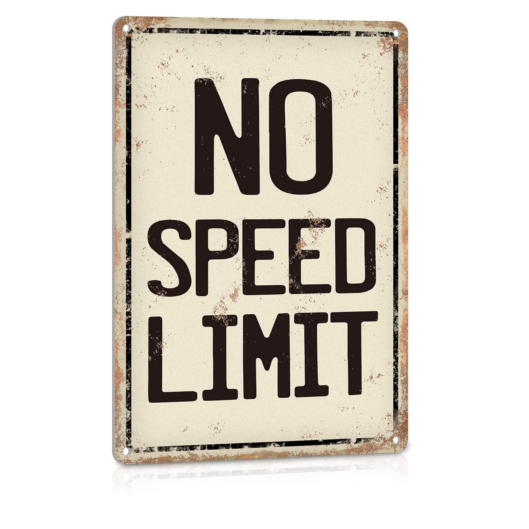 No Speed Limit Metal Signs Vintage, Funny Wall Art for Man Cave, Garage, Teen Boys Bedroom, Race Cars Room Decor, Retro Tin Signs 8x12 Inches