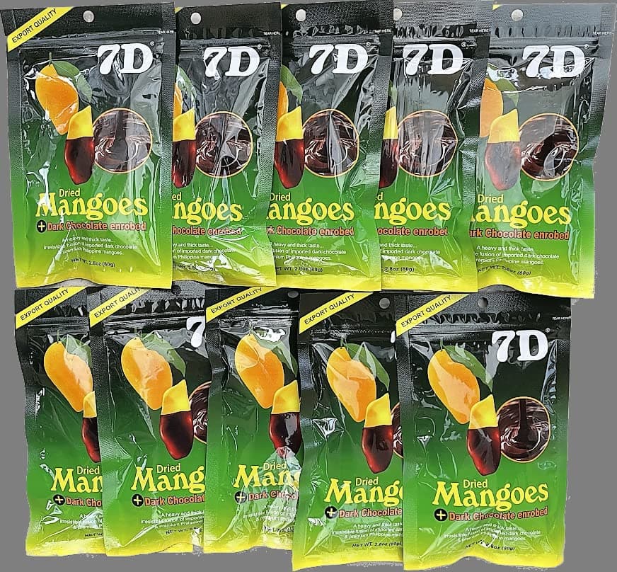 7D Cebu Dried Mangoes Dark Chocolate Dipped (10 packs X 80g)