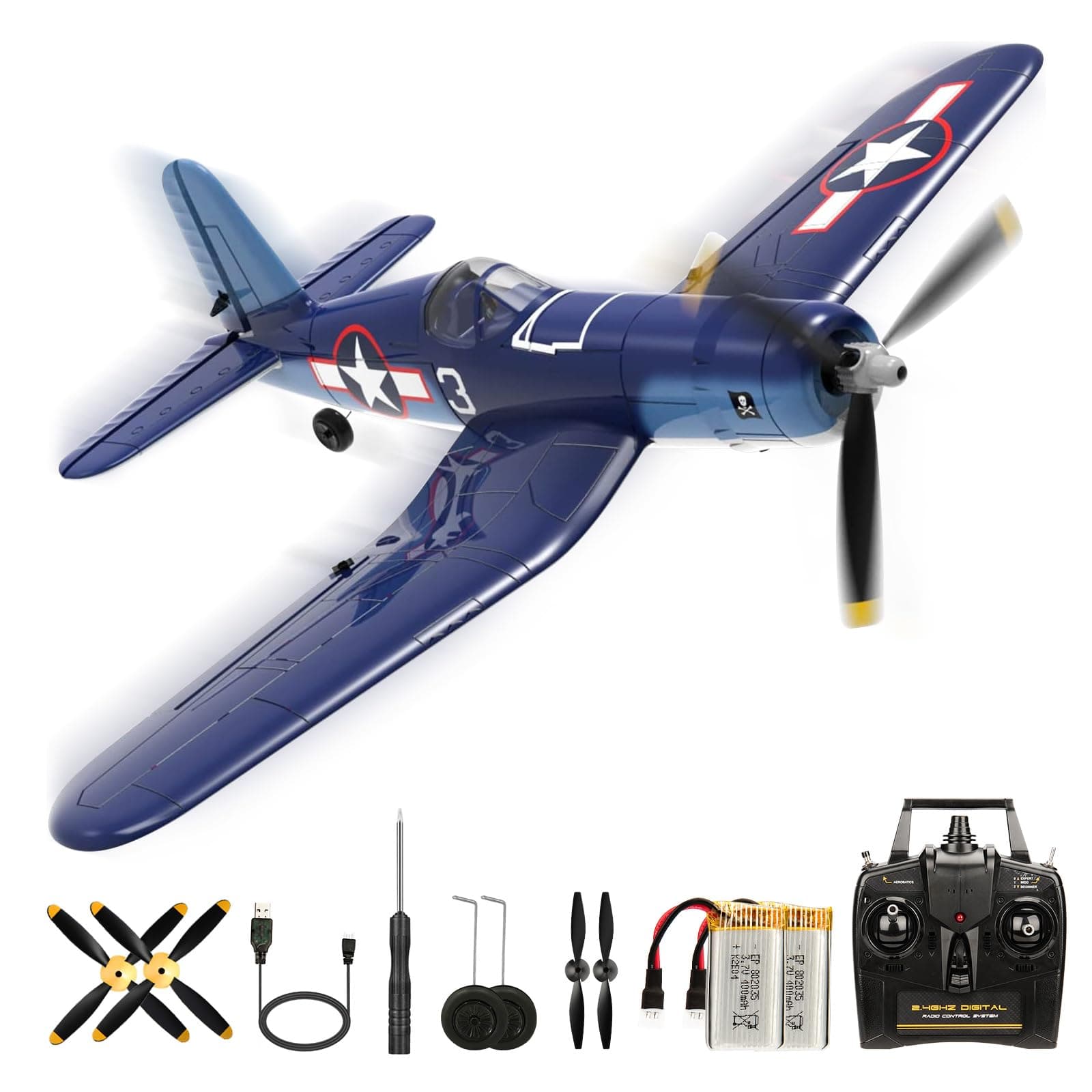 2023 New Upgrade F4U Corsair RC Plane 4 Channel RTF Remote Controlled Aircraft RC Airplane for Beginners Adult with Xpilot Stabilization System & One Key Aerobatic