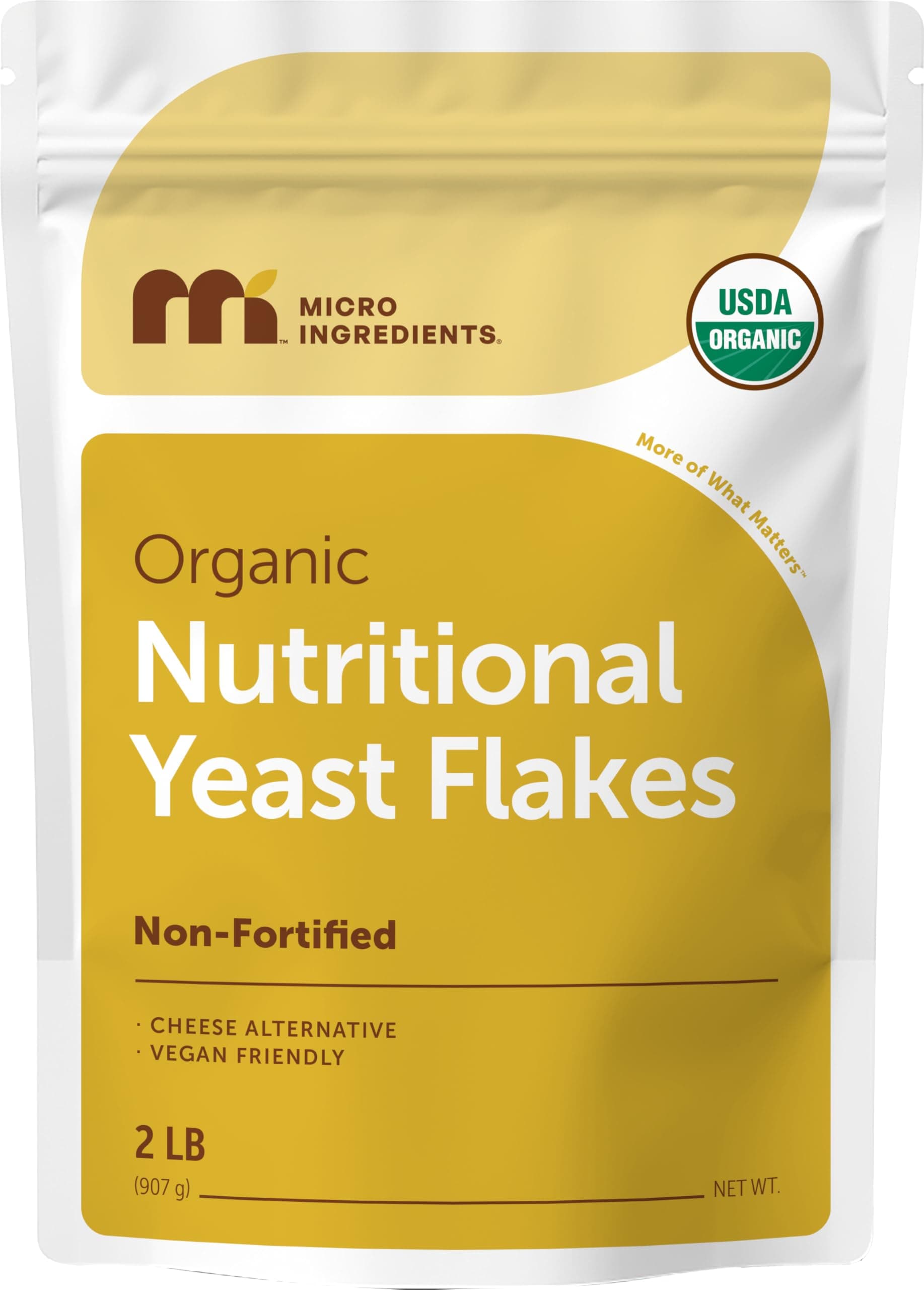 Organic Non-Fortified Nutritional Yeast Flakes, 2 Pounds | Vegan Protein, B Vitamins & Beta-glucans | Keto Friendly, Dairy Free Cheese Substitute, Non-GMO, Gluten Free